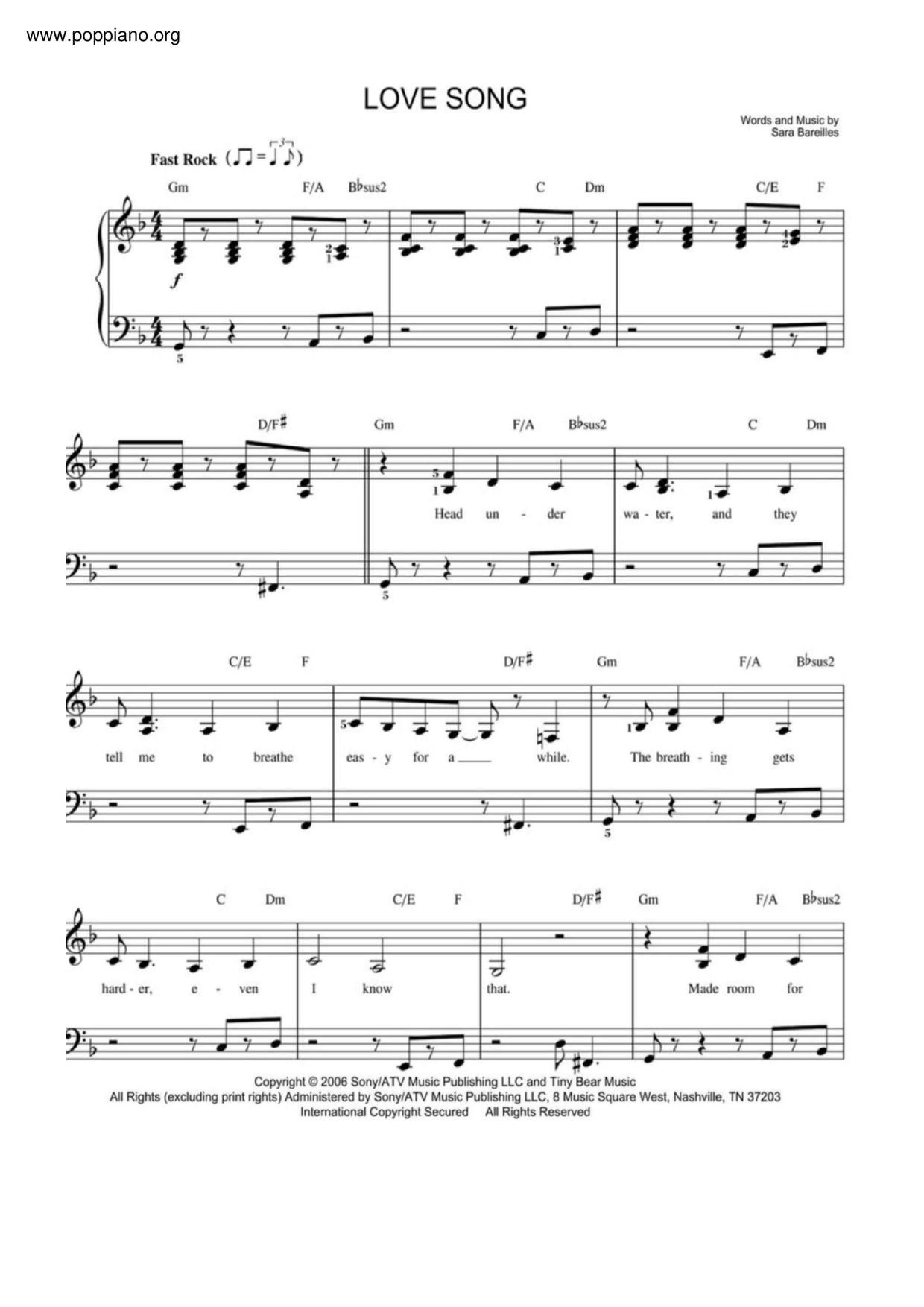 sara bacillus - love song (琴谱)