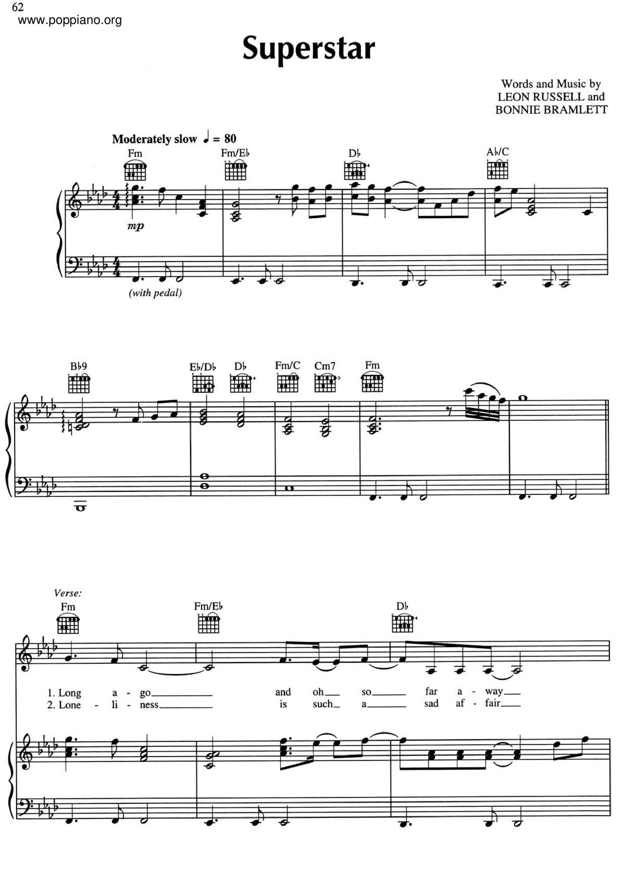 carpenters-superstar 琴谱/五线谱pdf (カーペン)