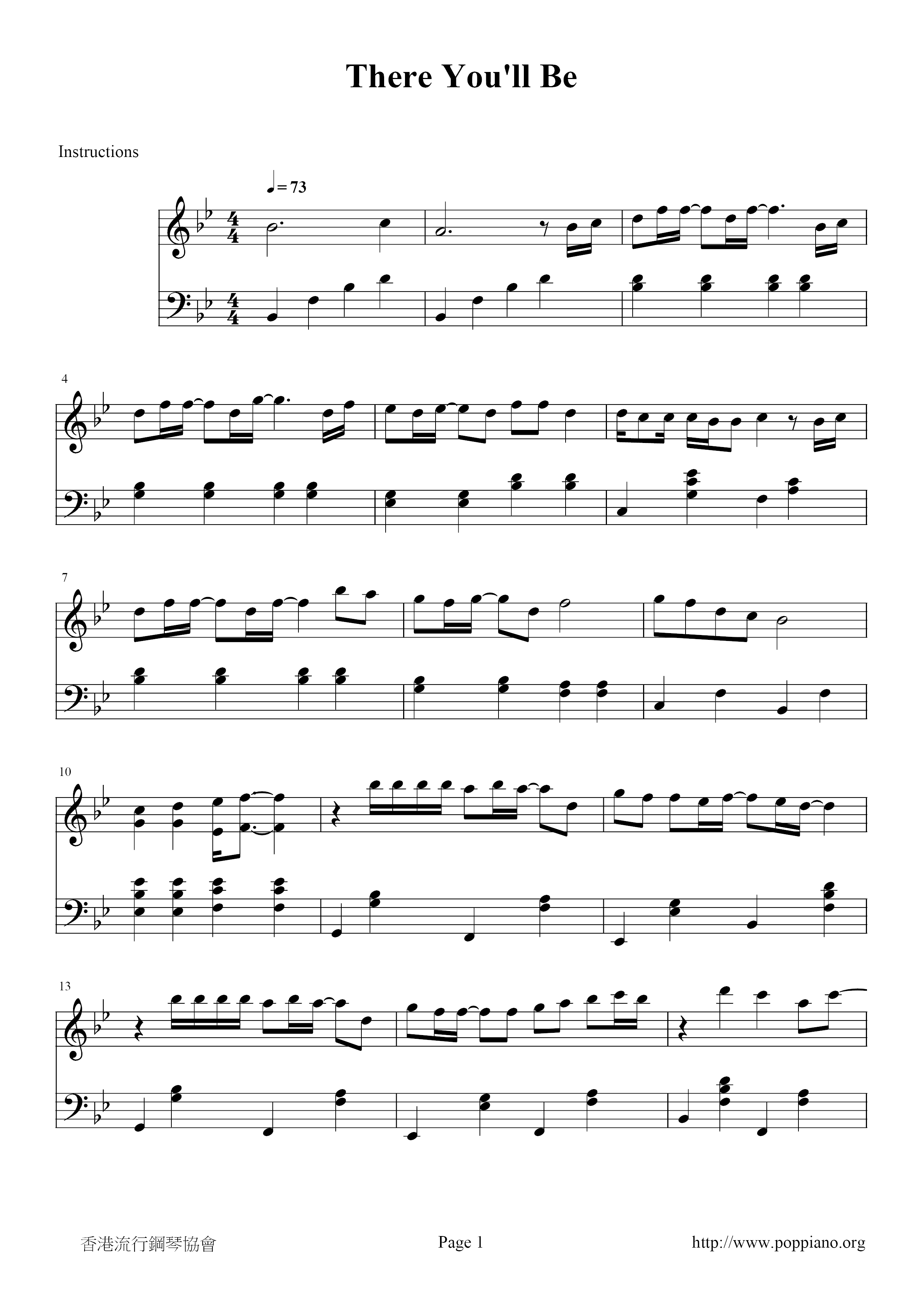 Pearl Harbor - There You'll Be琴谱