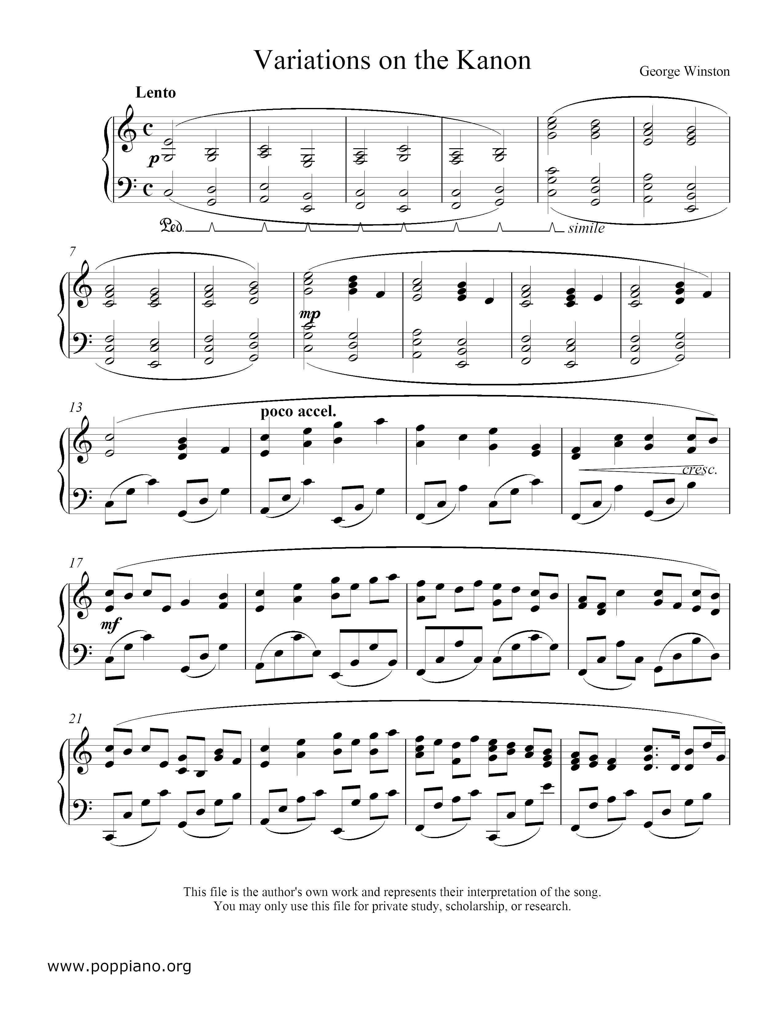 Variations On The Canon琴谱