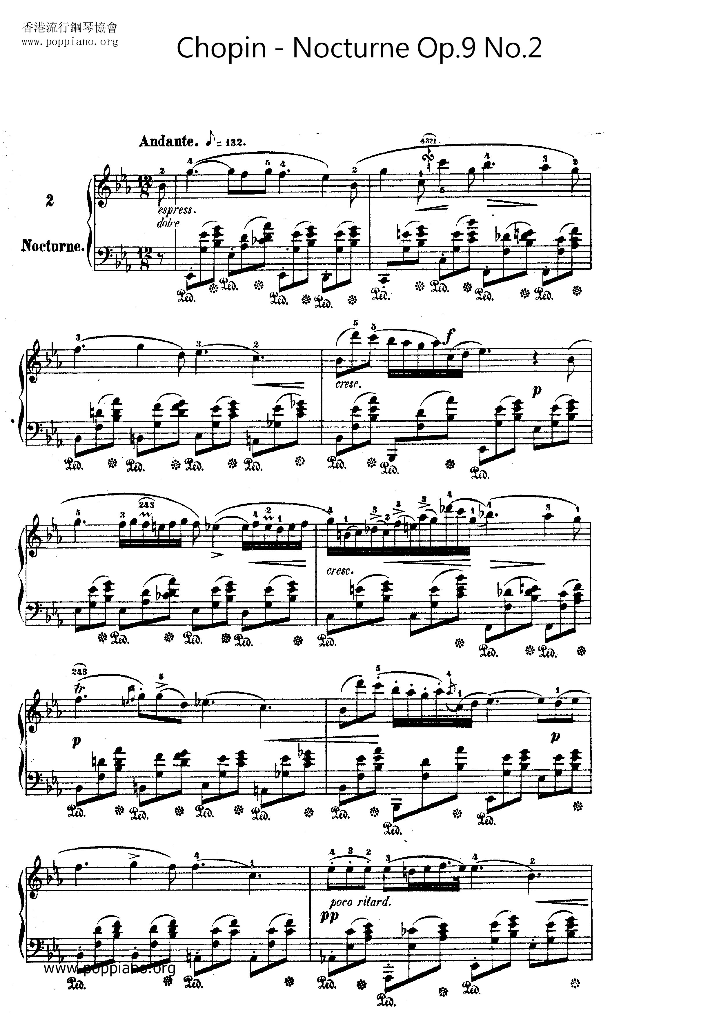 Nocturne Op. 9 No. 2 in E Flat Major琴谱