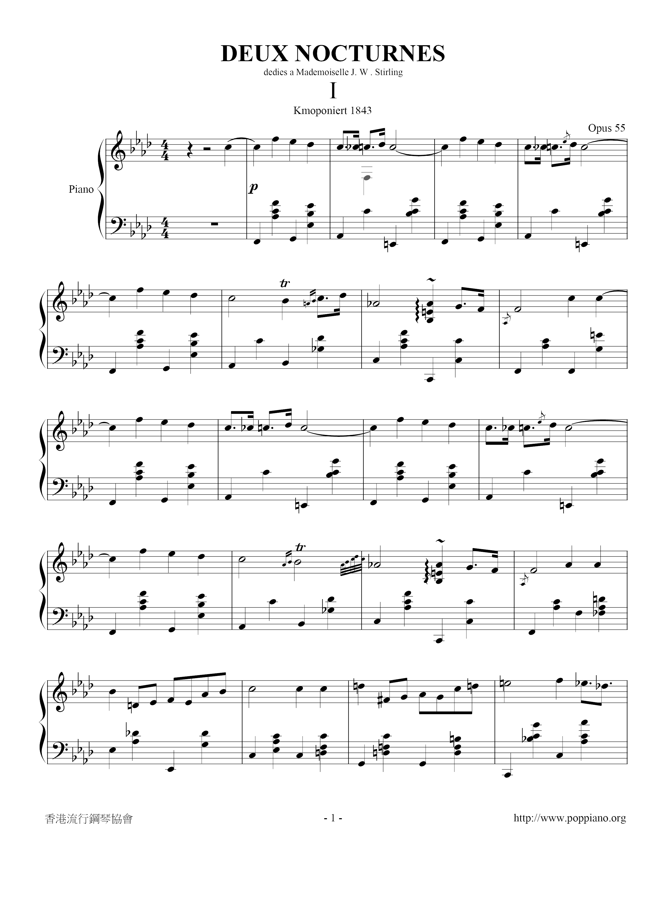 Nocturne Op. 55, No. 15-1琴谱