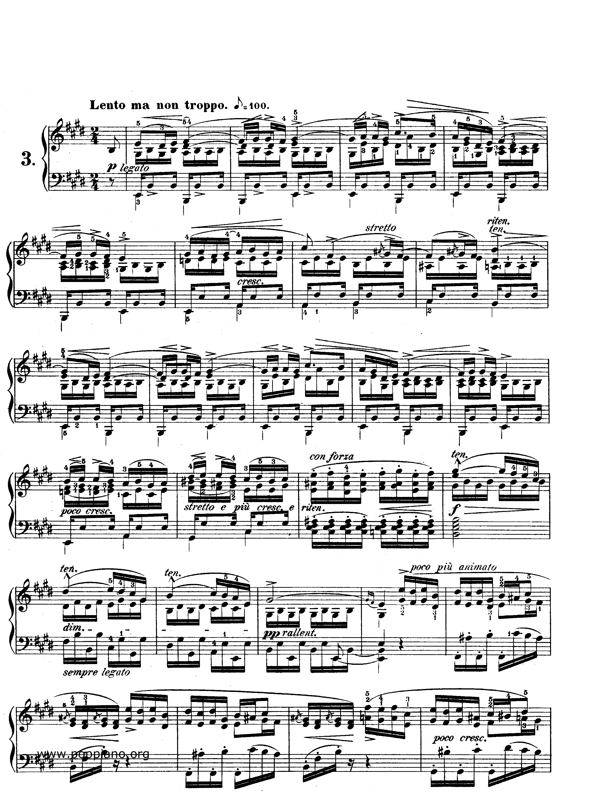12 Etudes, Op. 10: No. 3 In E Tristesse琴谱