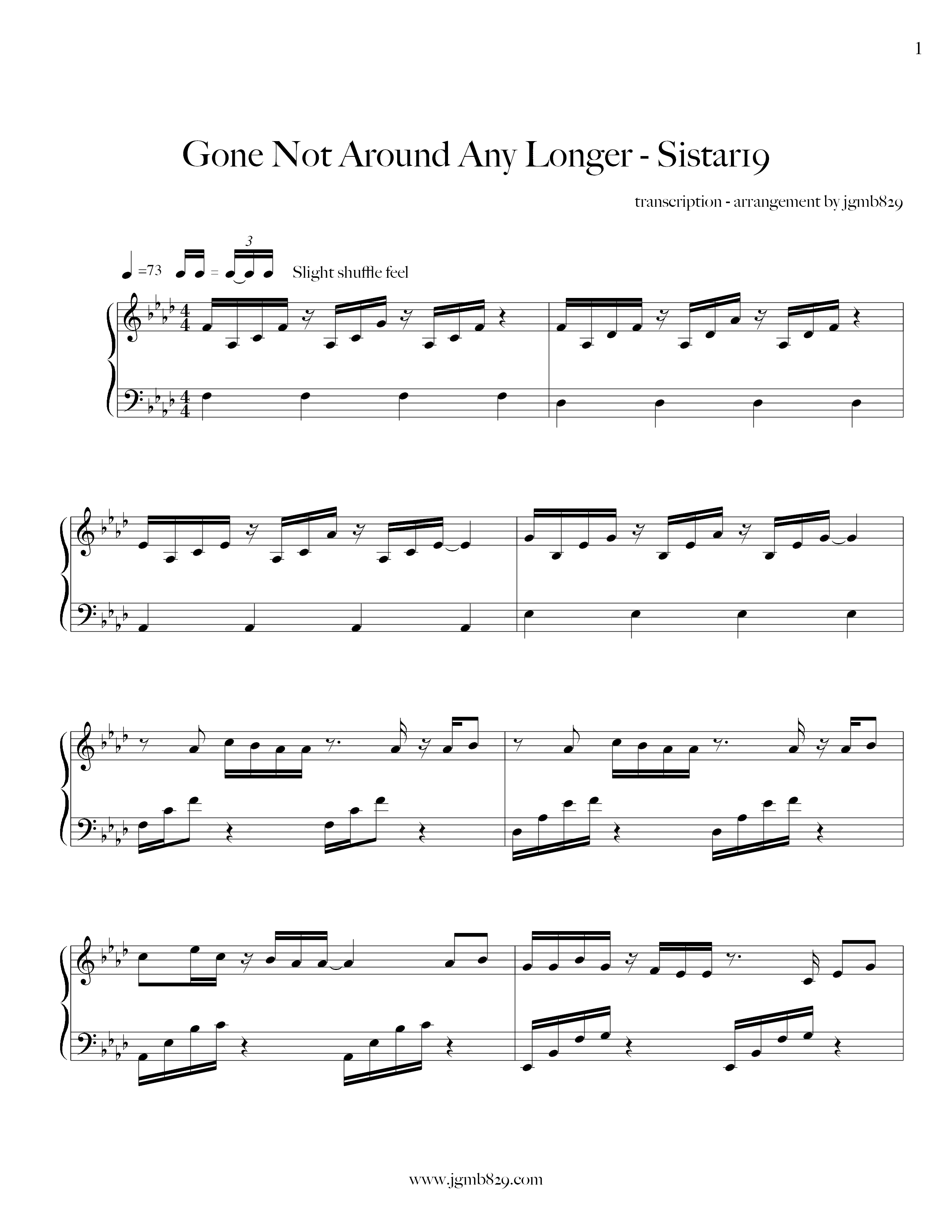 Gone Not Around Any Longer琴谱