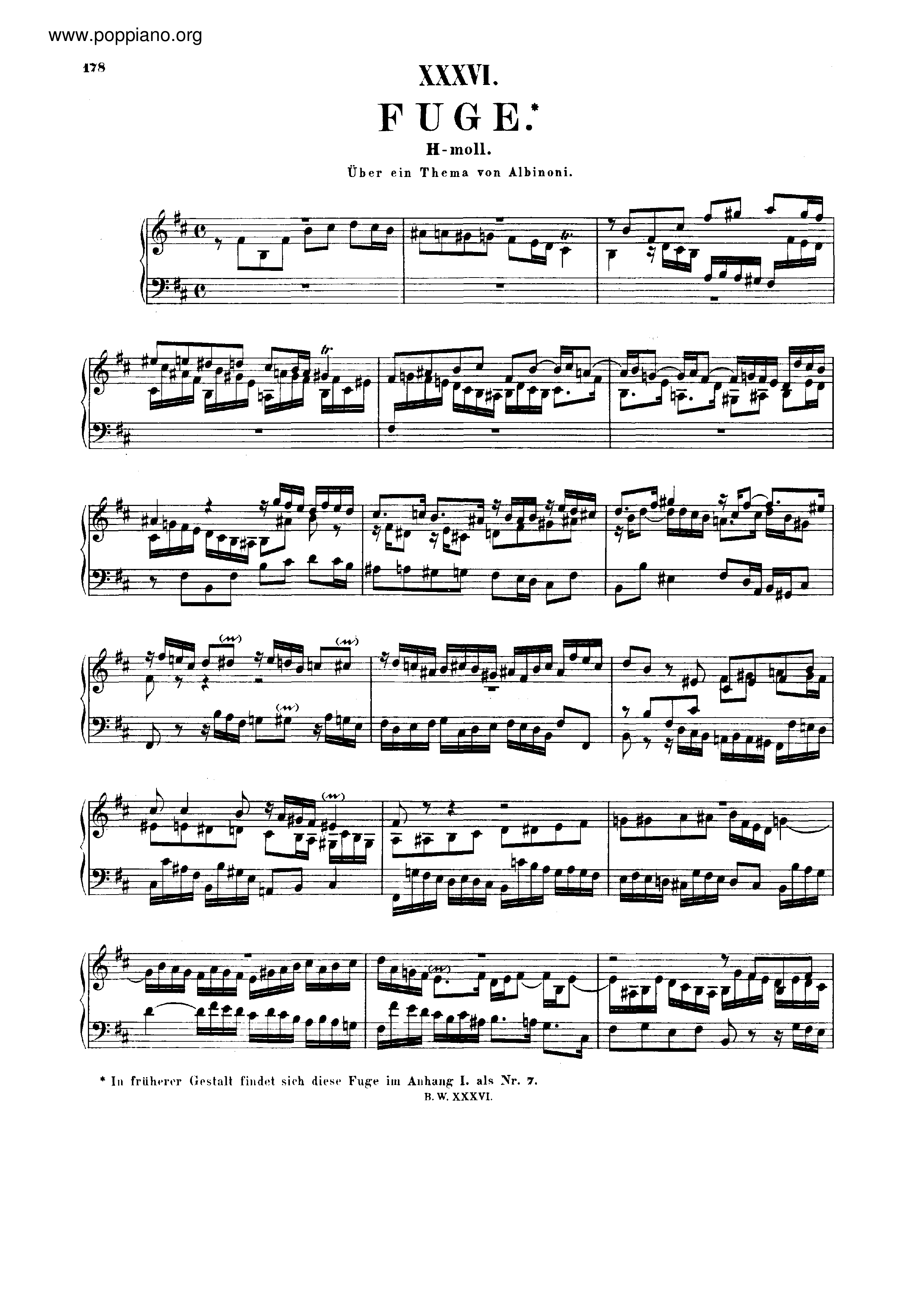 Fugue in B minor, BWV 951琴谱