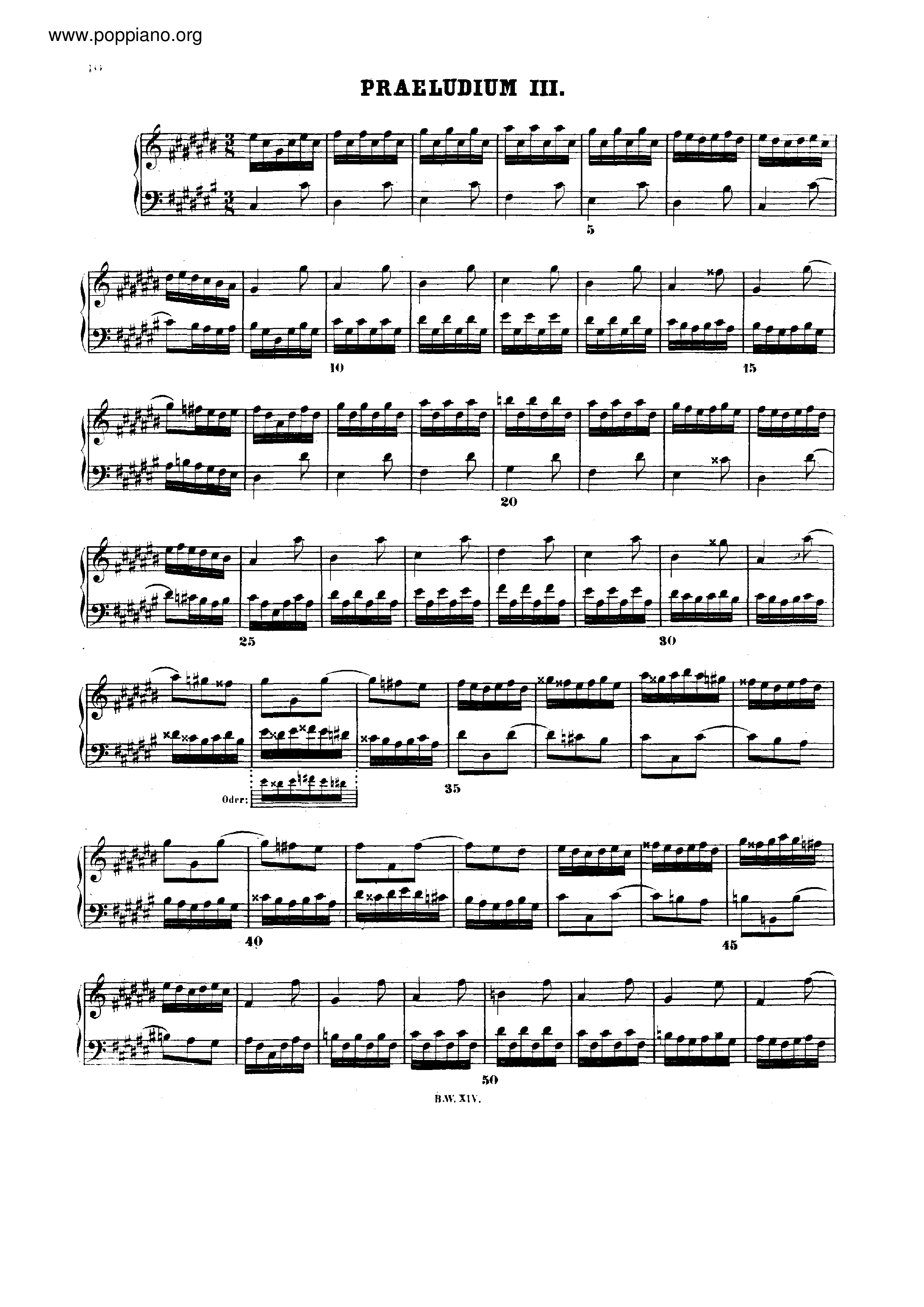 Prelude and Fugue No.3 C# major, BWV 848琴谱