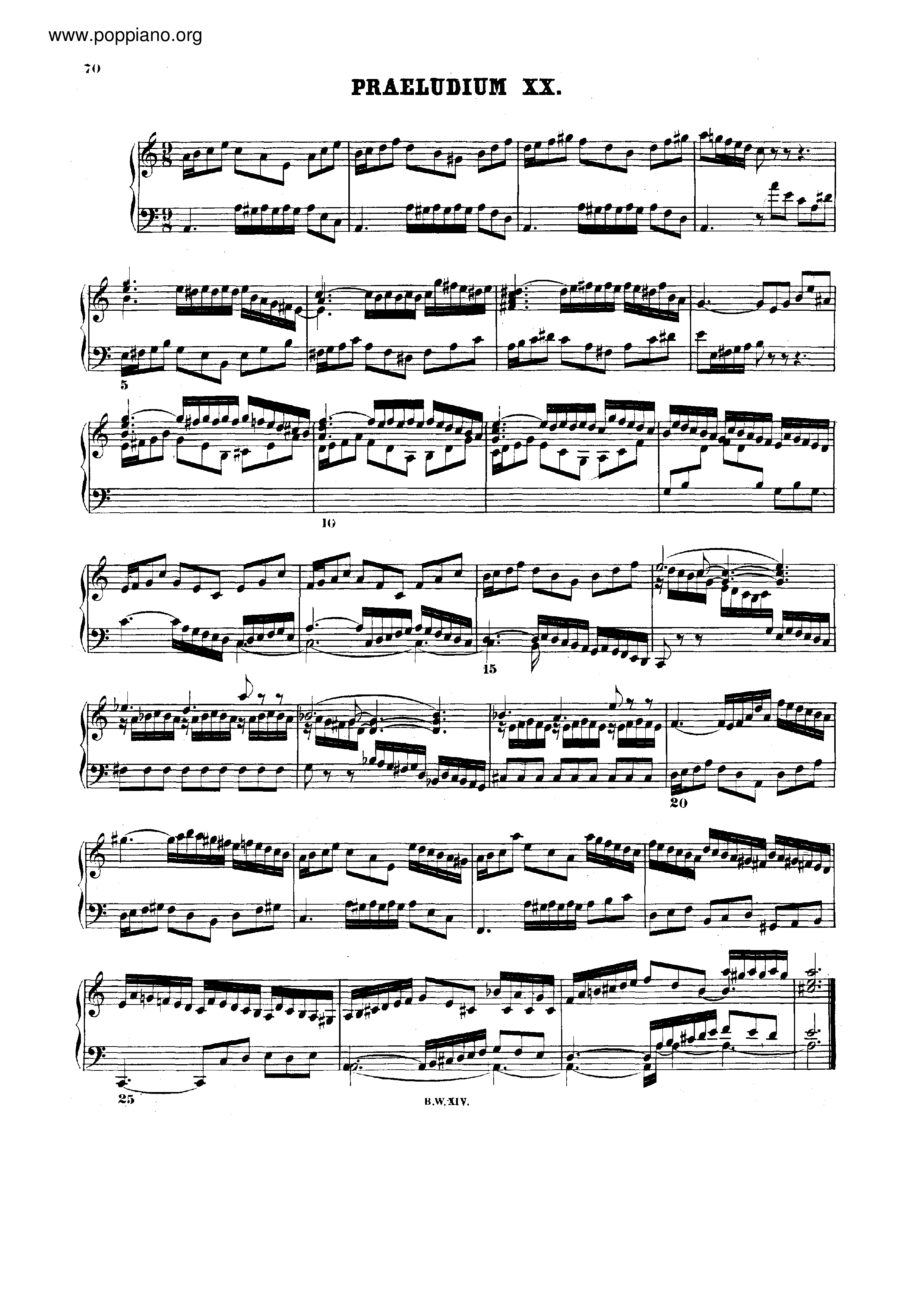 Prelude and Fugue No.20 a minor, BWV 865琴谱