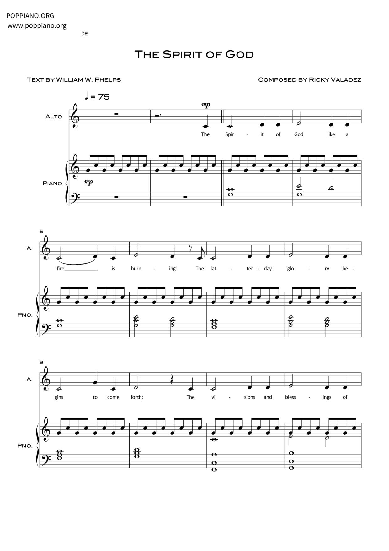 The Spirit Of God琴谱