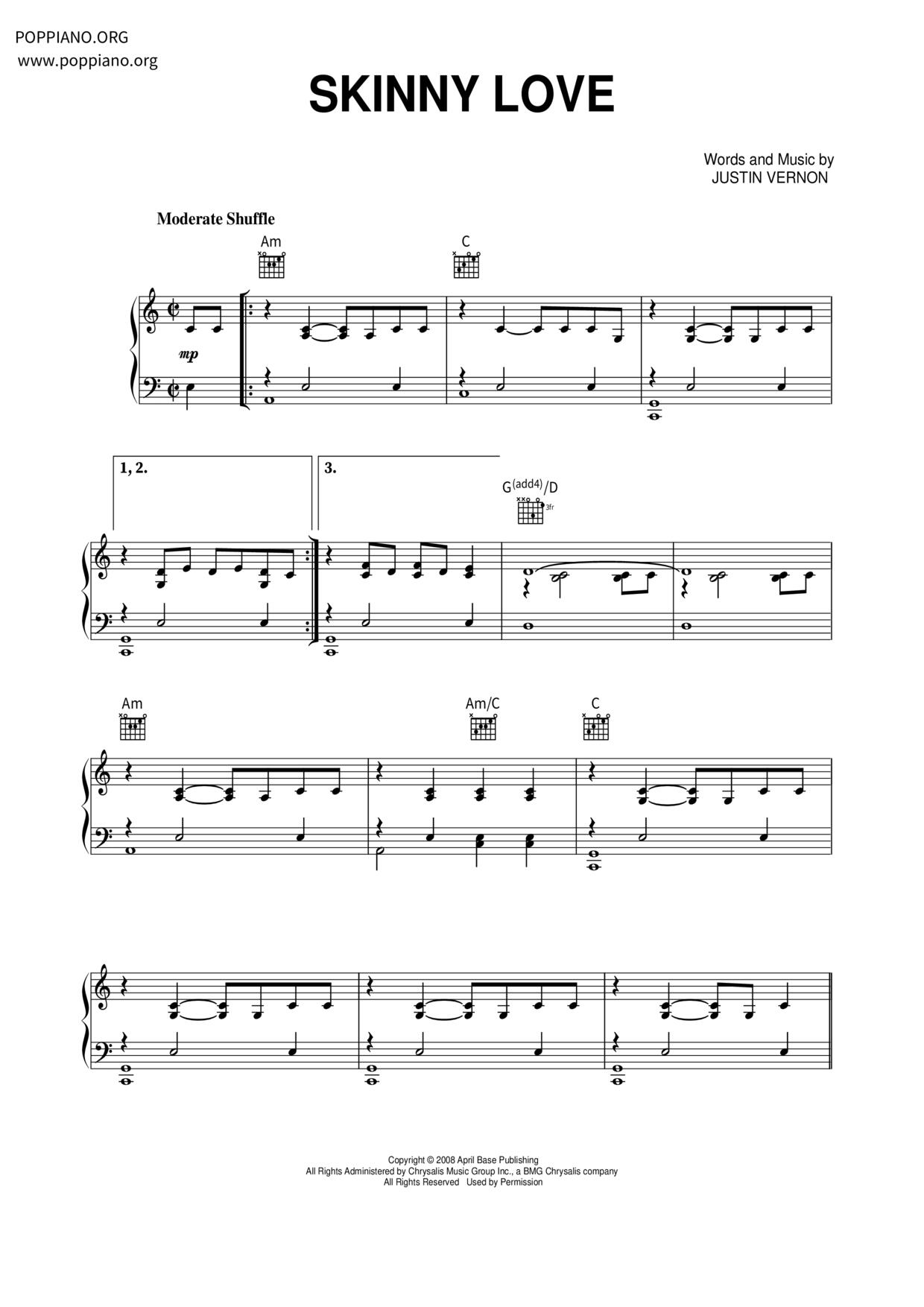 Skinny Love琴谱