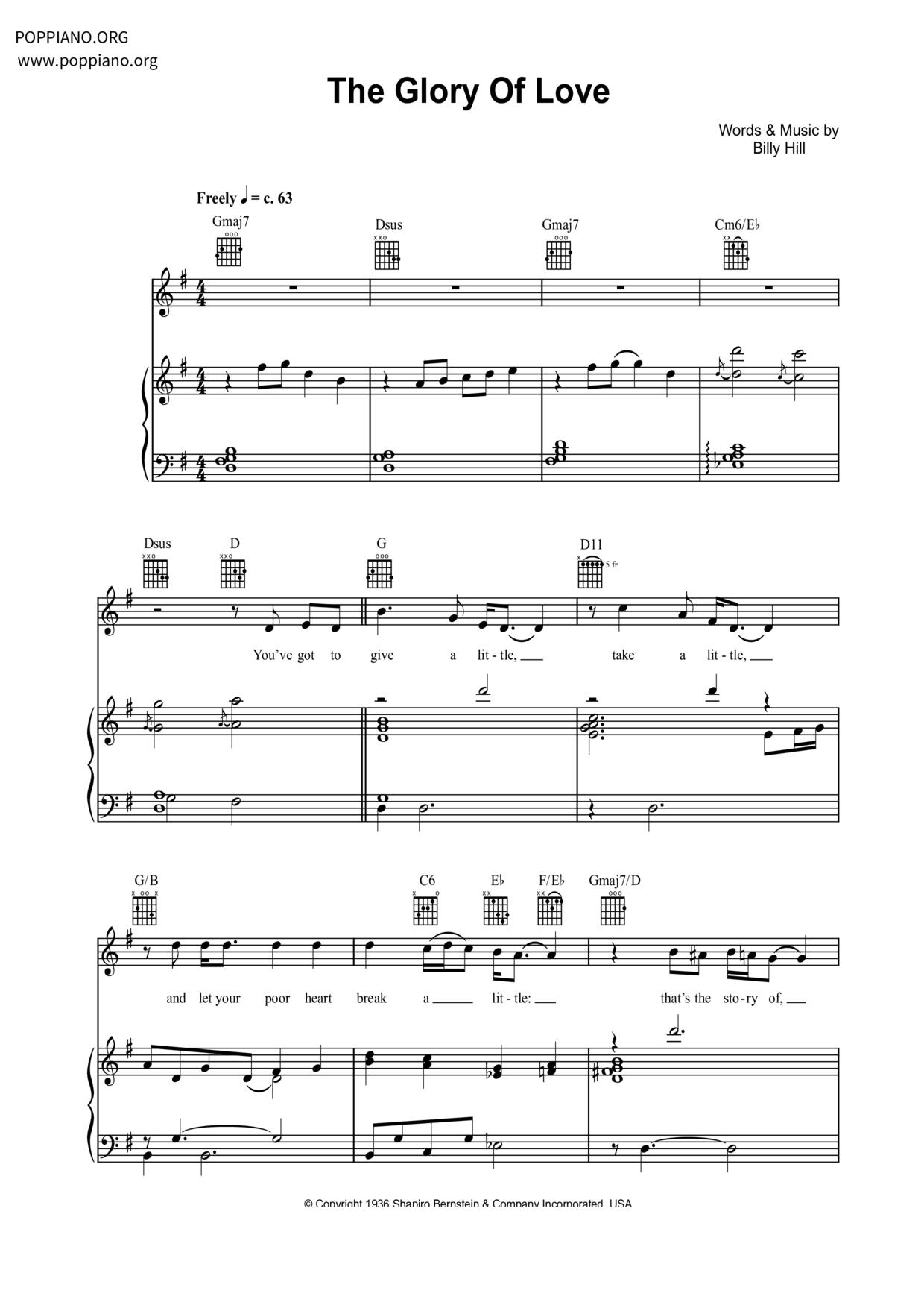 The Glory Of Love琴谱