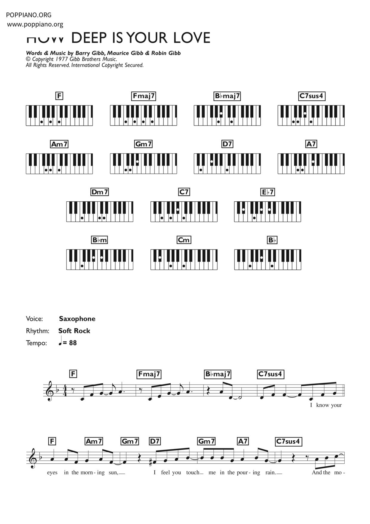 How Deep Is Your Love琴谱