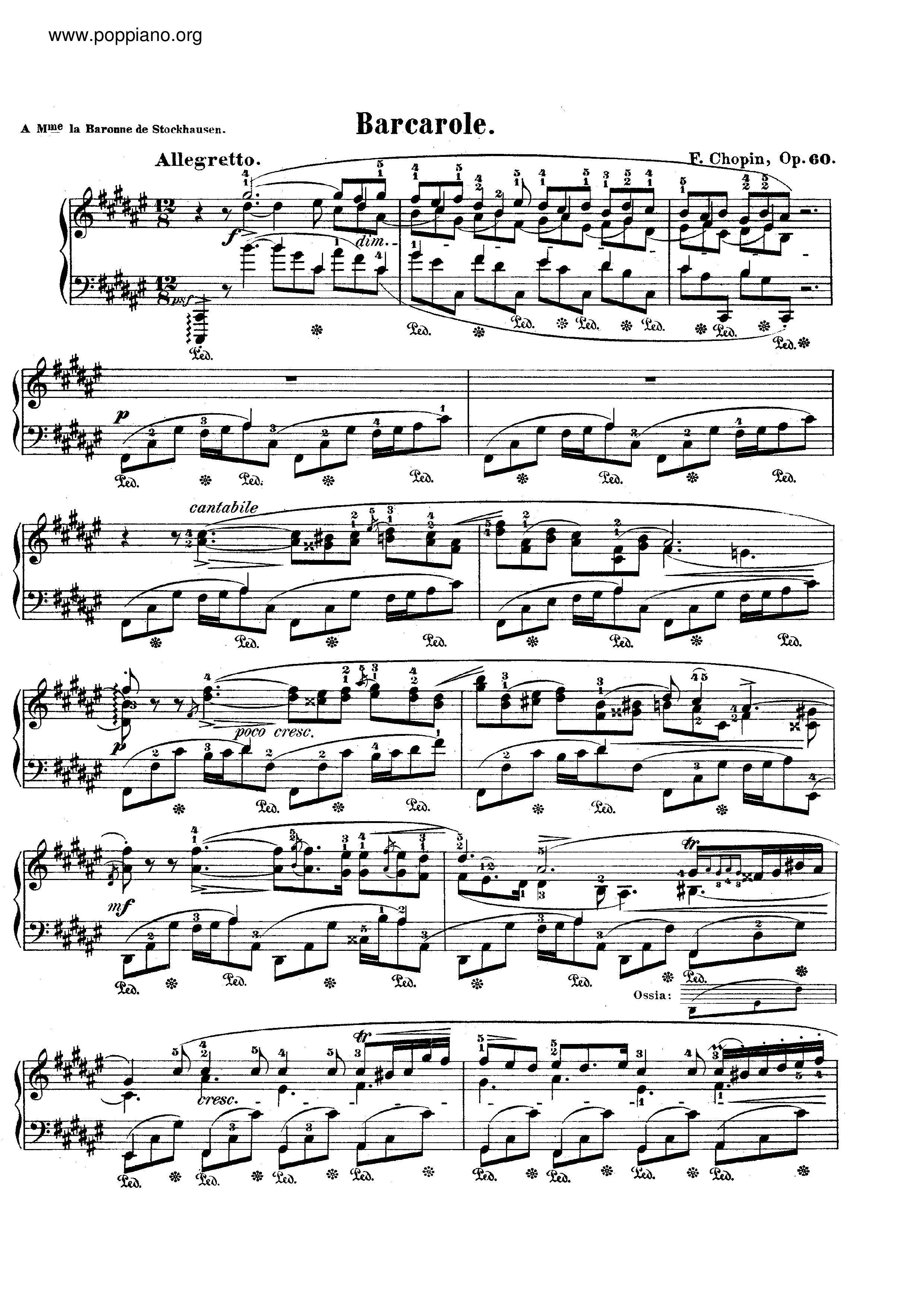 Barcarolle Op. 60琴谱
