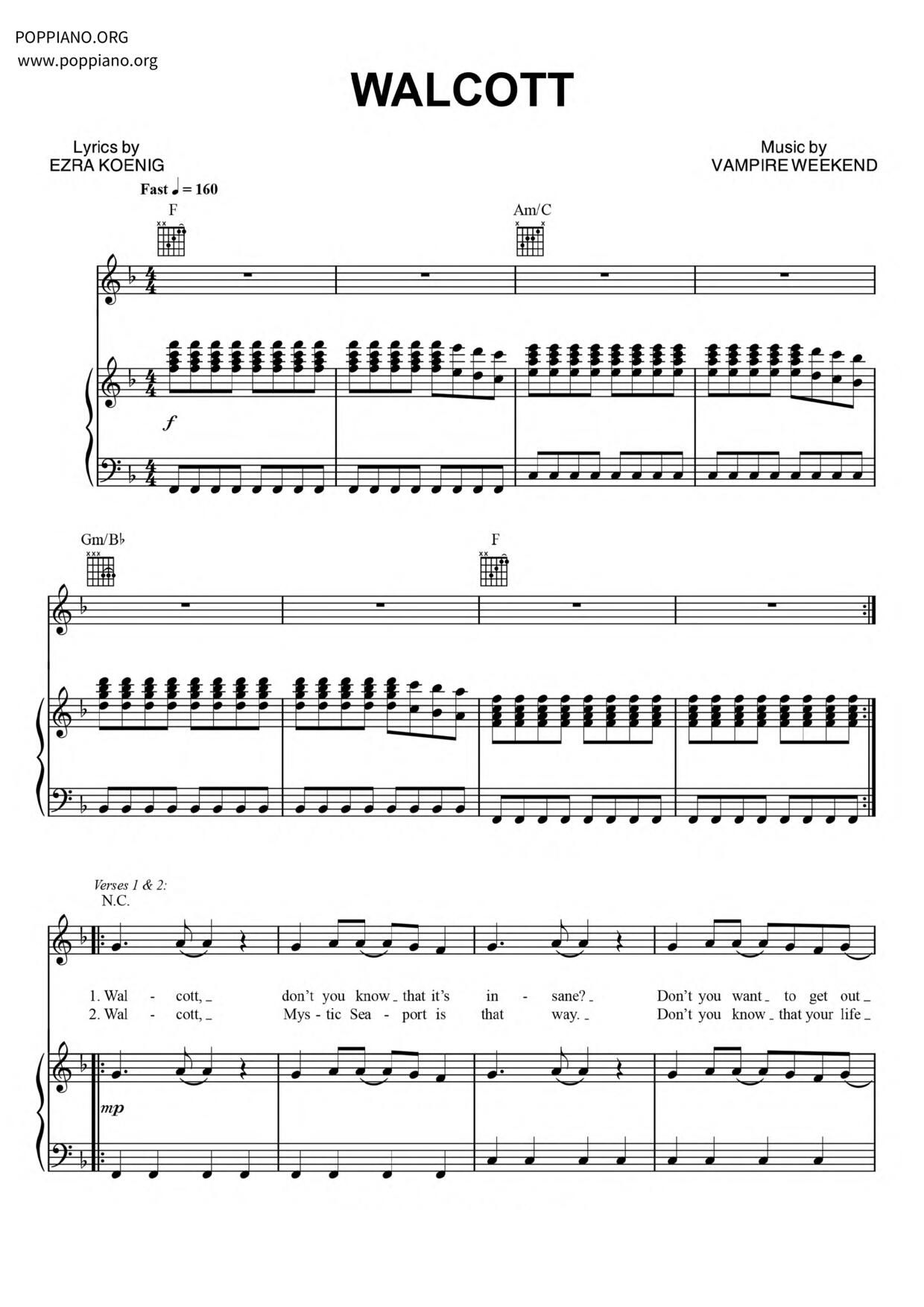 Walcott琴谱
