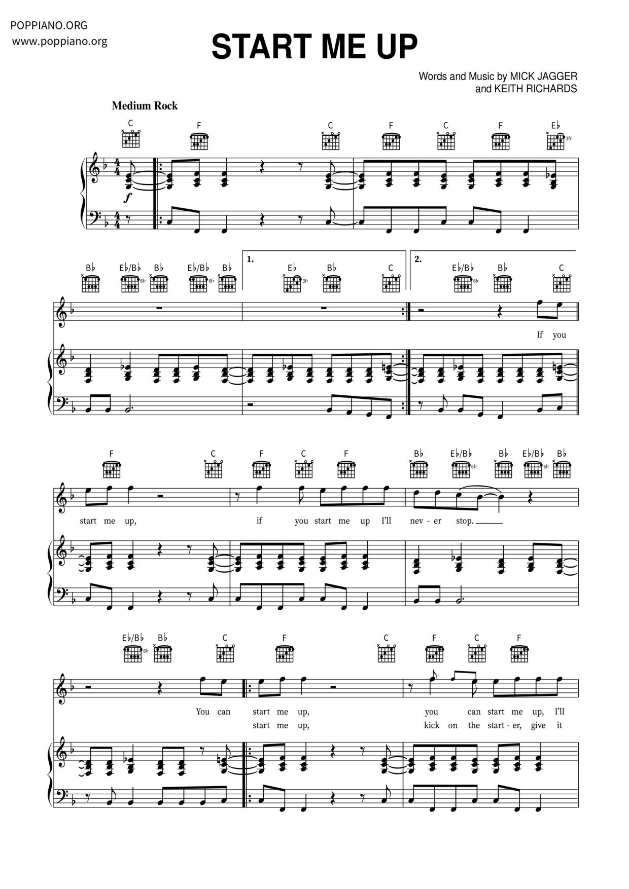 Start Me Up琴谱