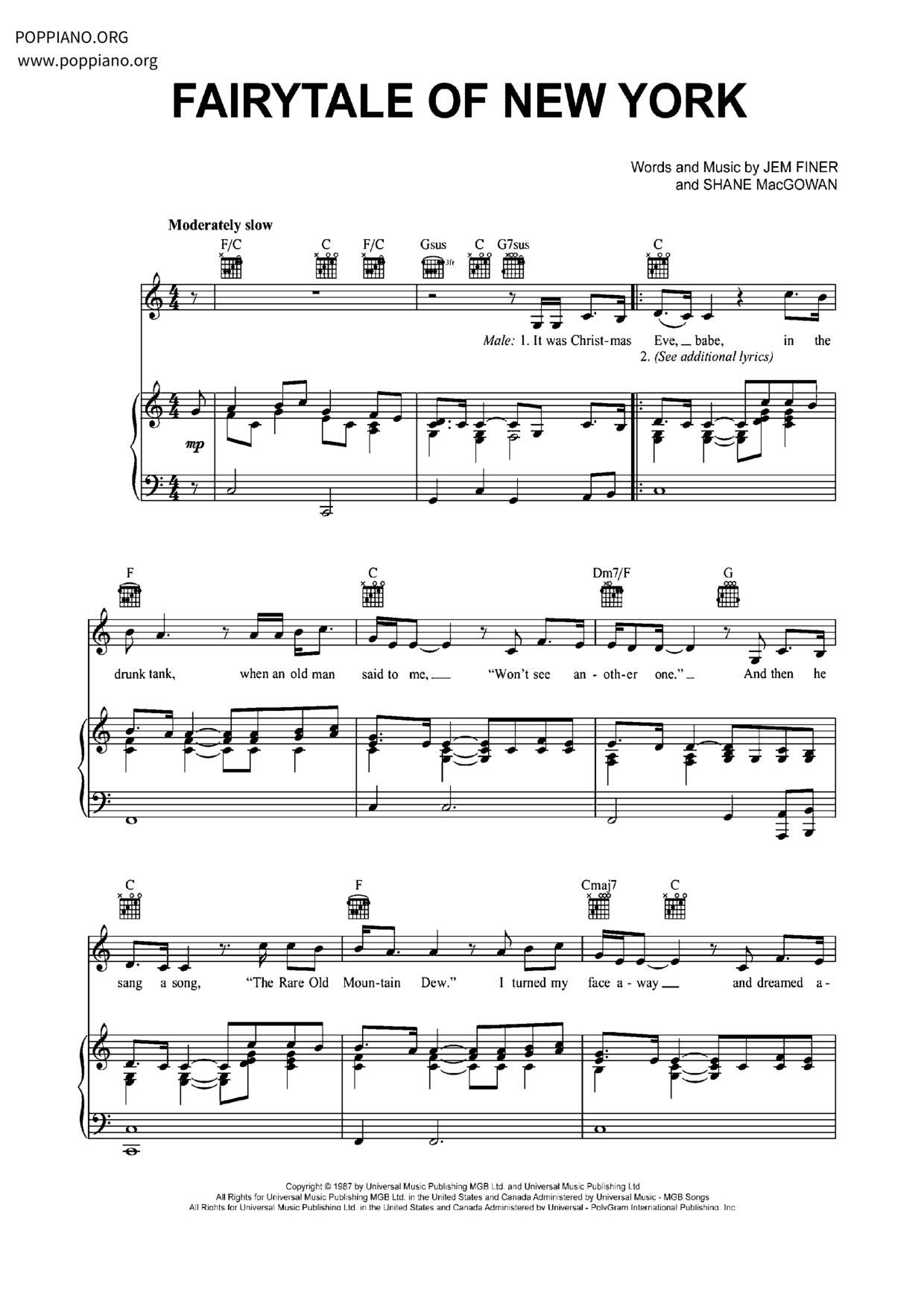 Fairytale Of New York琴谱