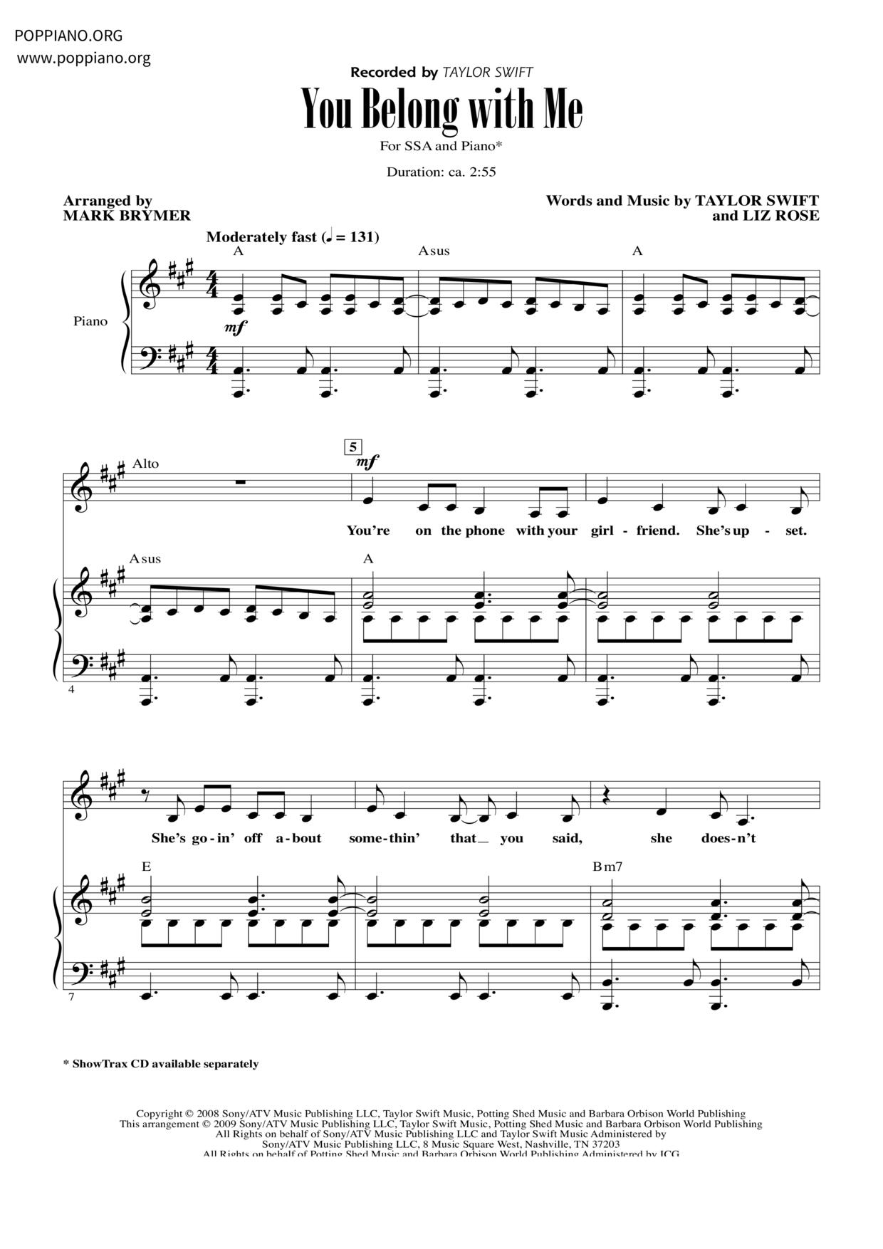 You Belong With Me琴谱