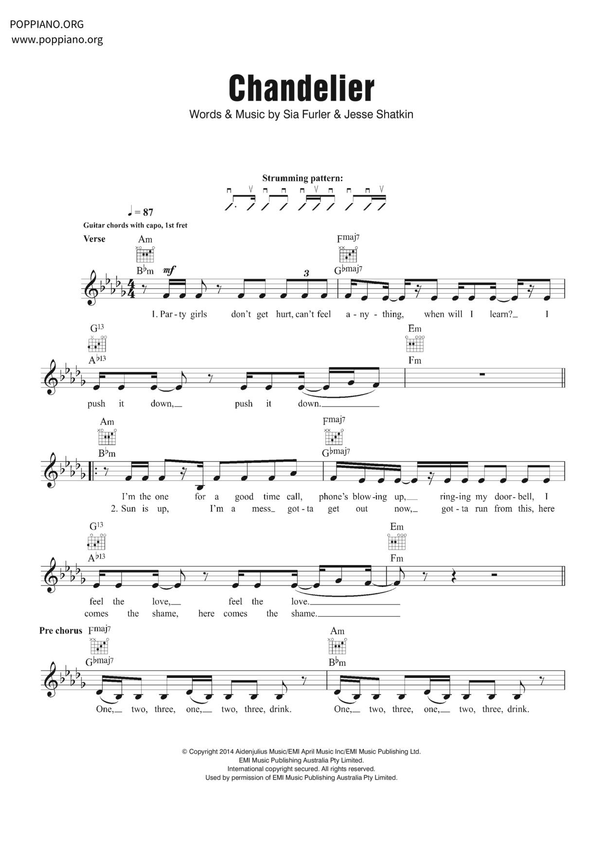 Chandelier琴谱