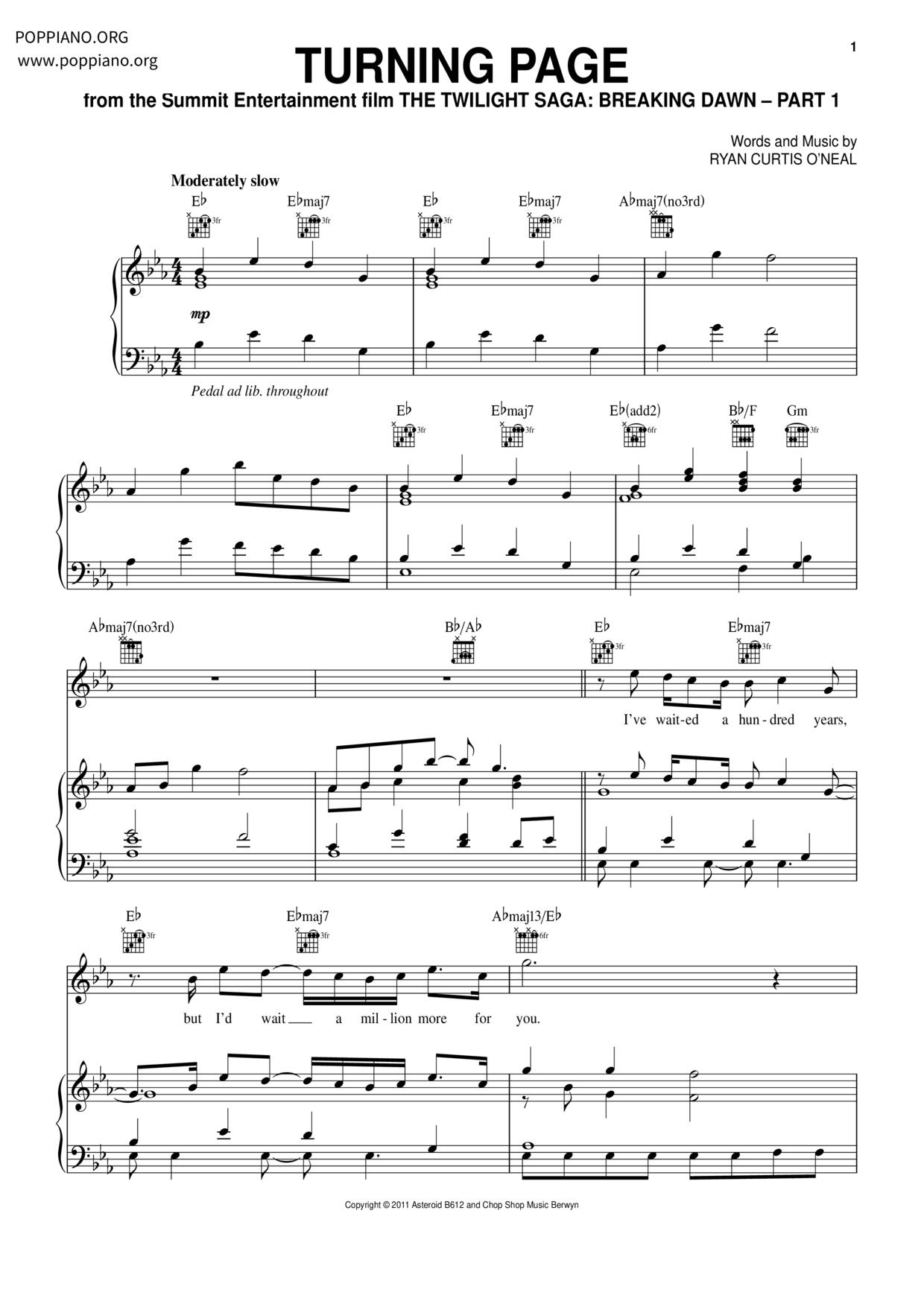 Turning Page琴谱