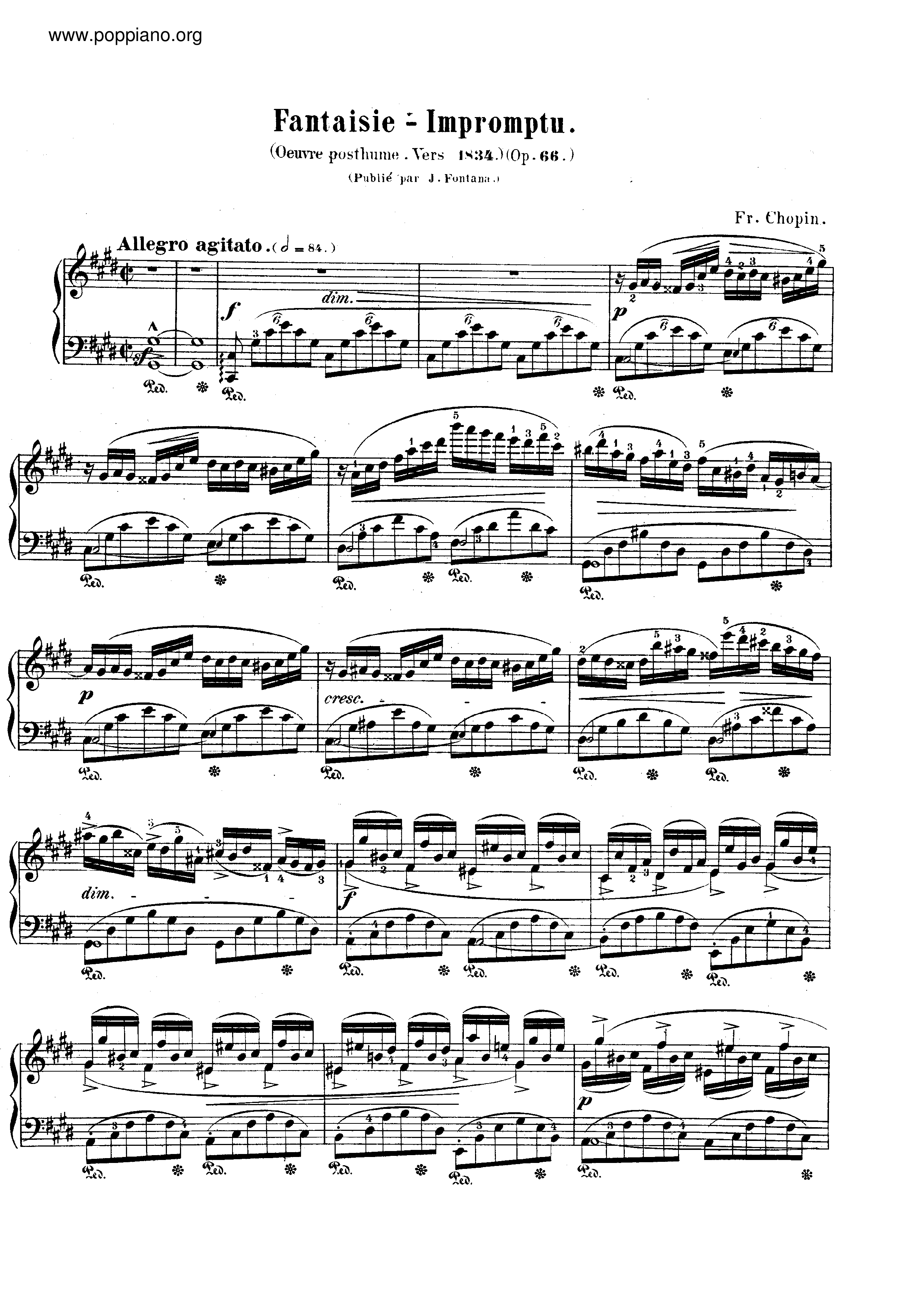 Fantaisie Impromptu In C Sharp Minor, Op. 66琴谱
