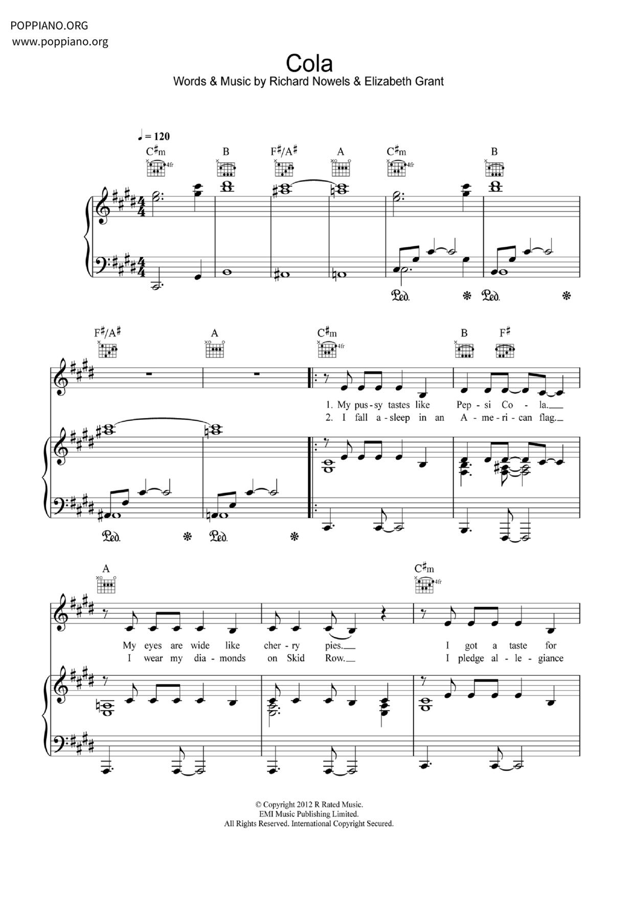 Cola琴谱