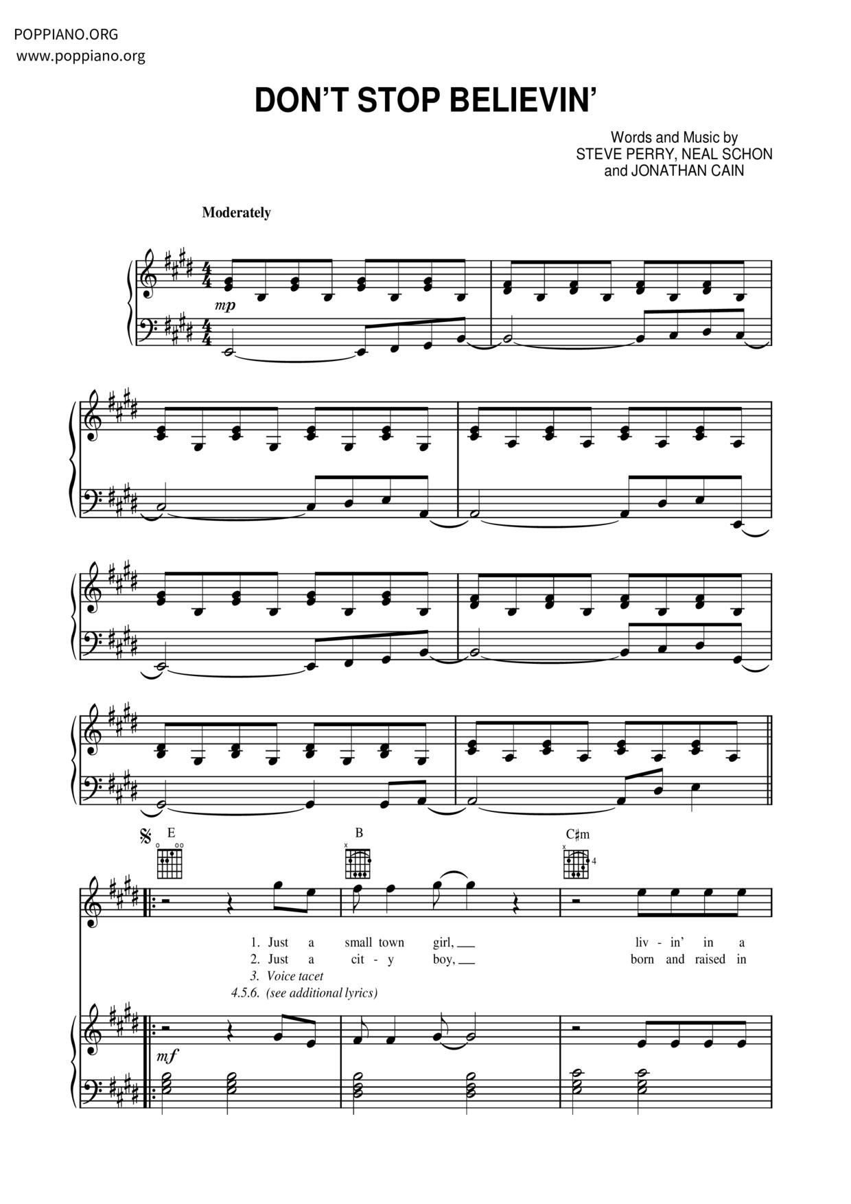 Don't Stop Believin'琴谱