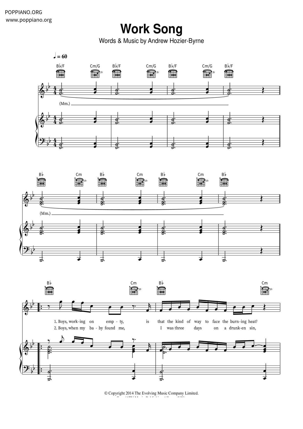 Work Song琴谱