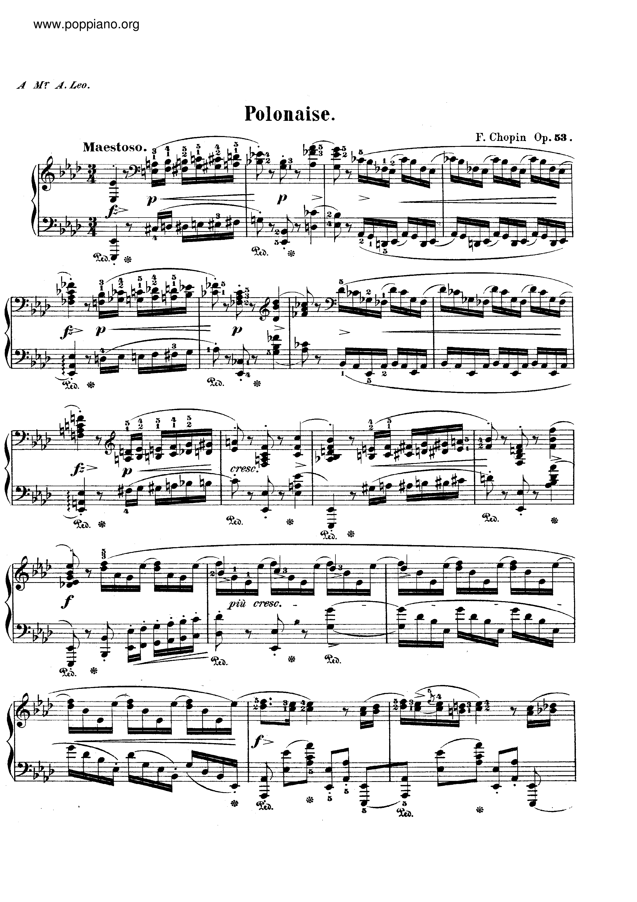 Polonaise in A flat major, Op. 53 英雄琴谱