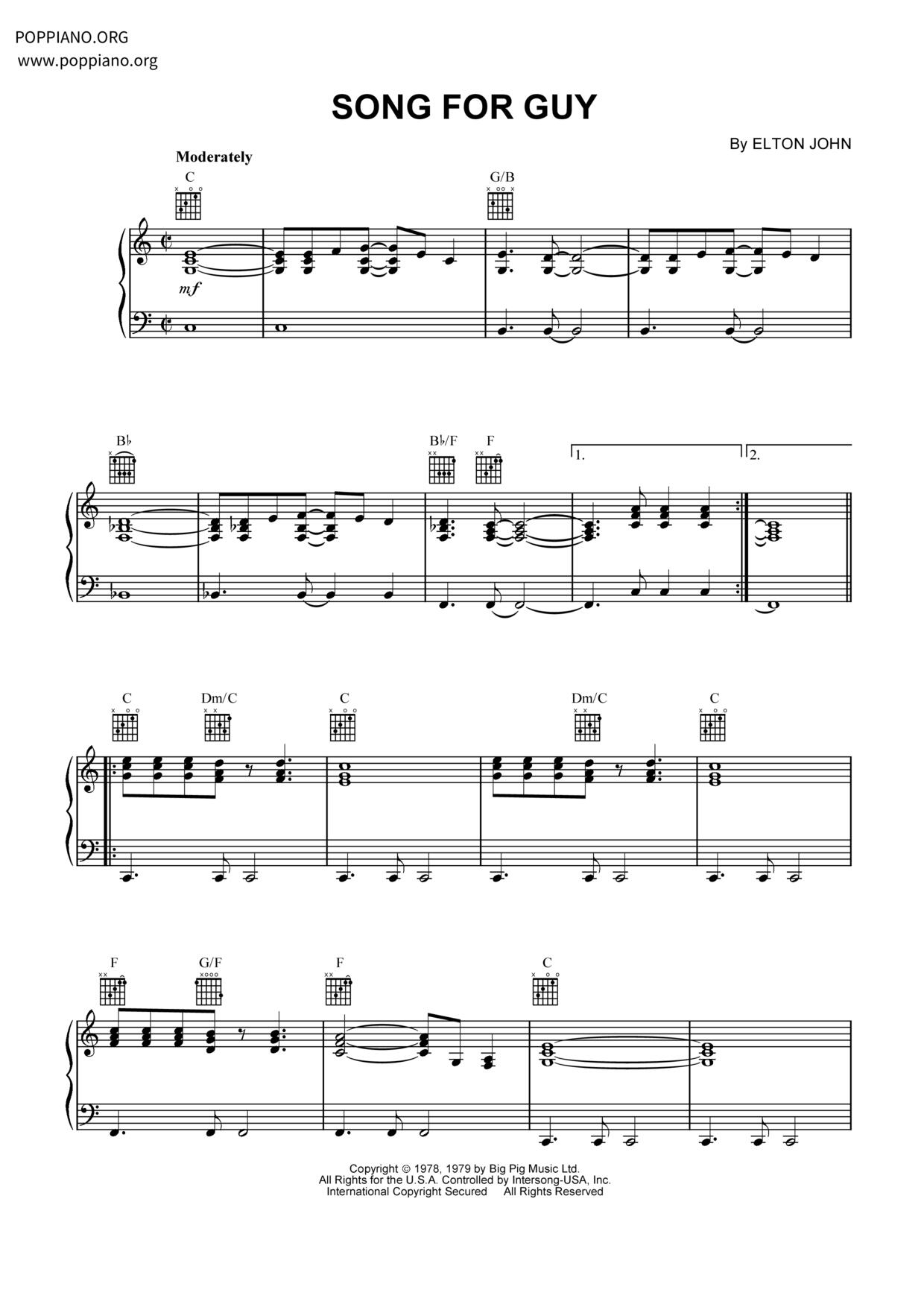 Song For Guy琴谱