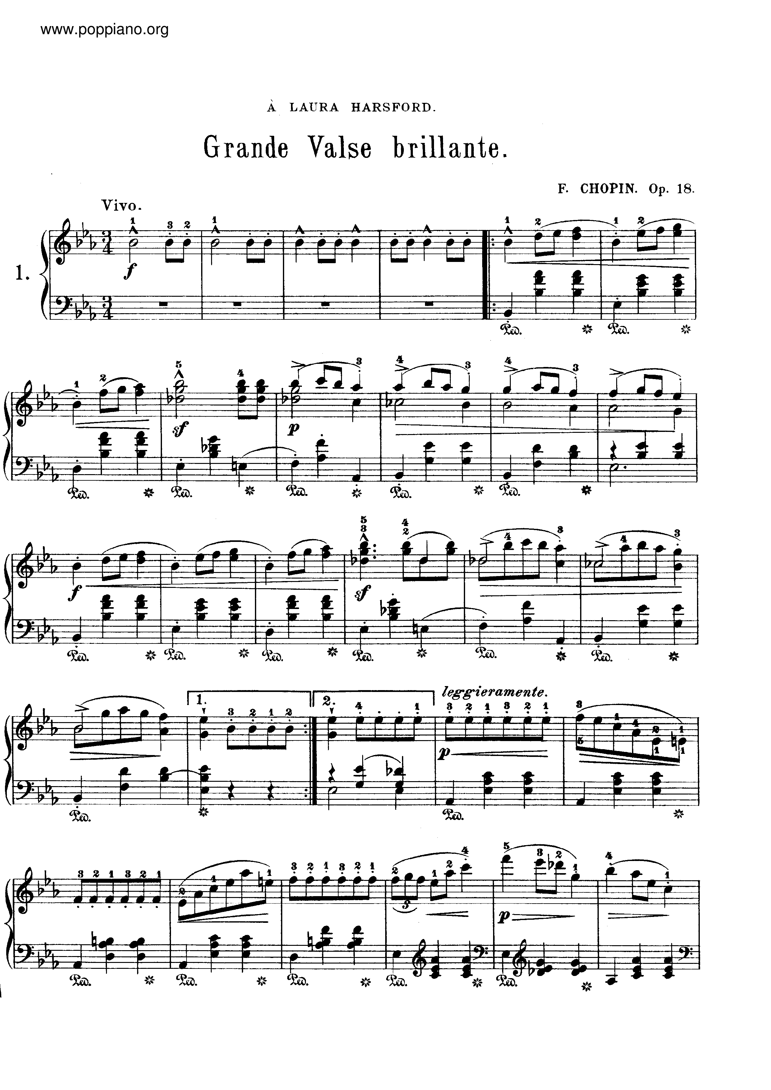 Op. 18, Grande Waltz Brillante琴谱
