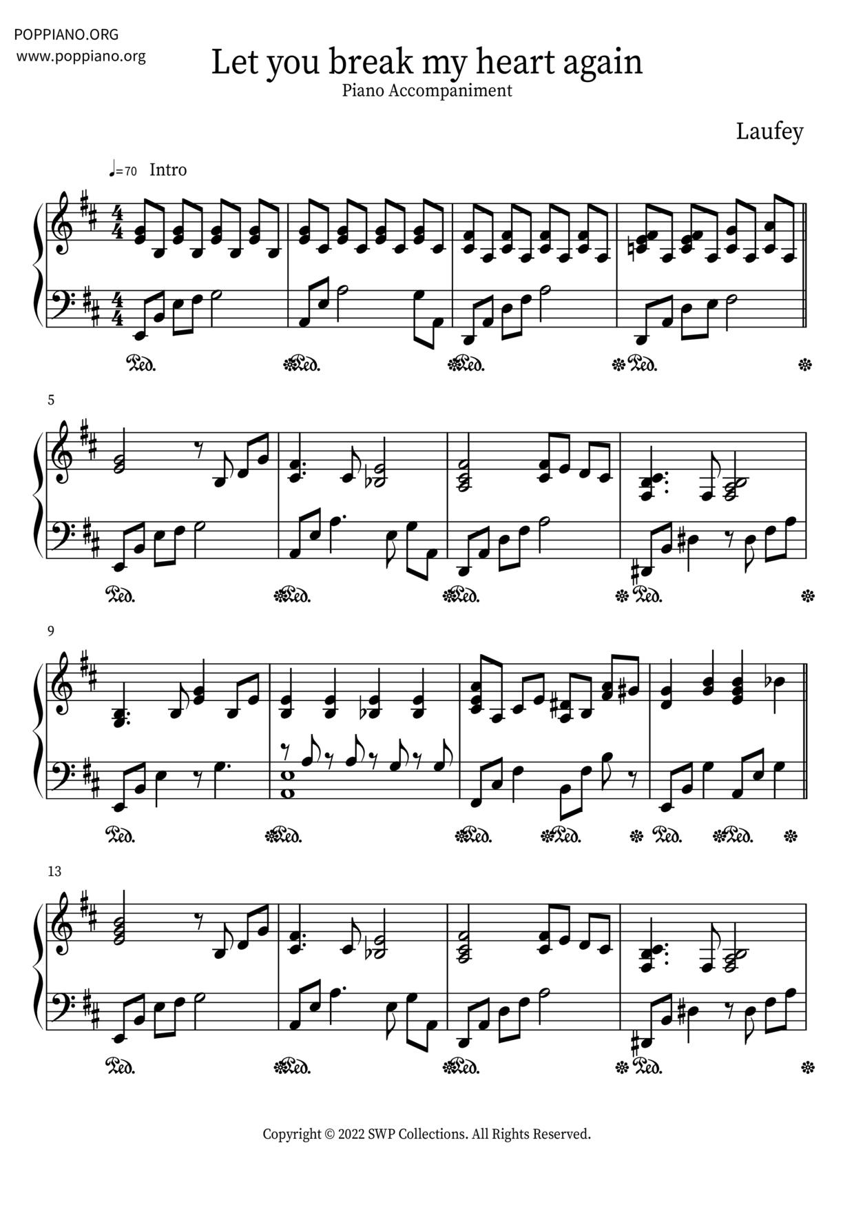 Let You Break My Heart Again琴谱
