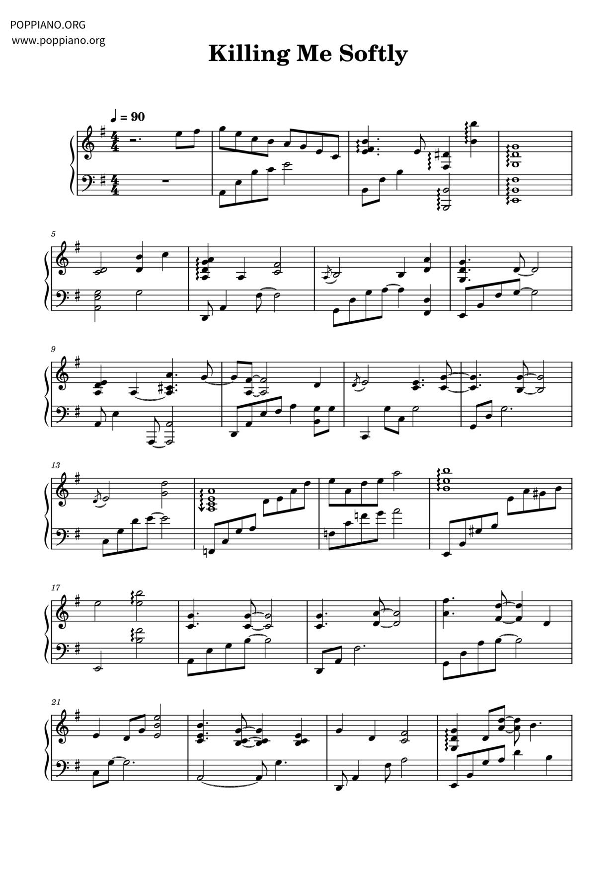 Killing Me Softly With His Song琴谱