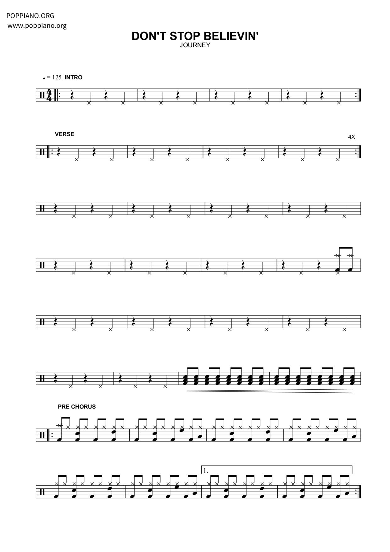 Don't Stop Believin'琴谱
