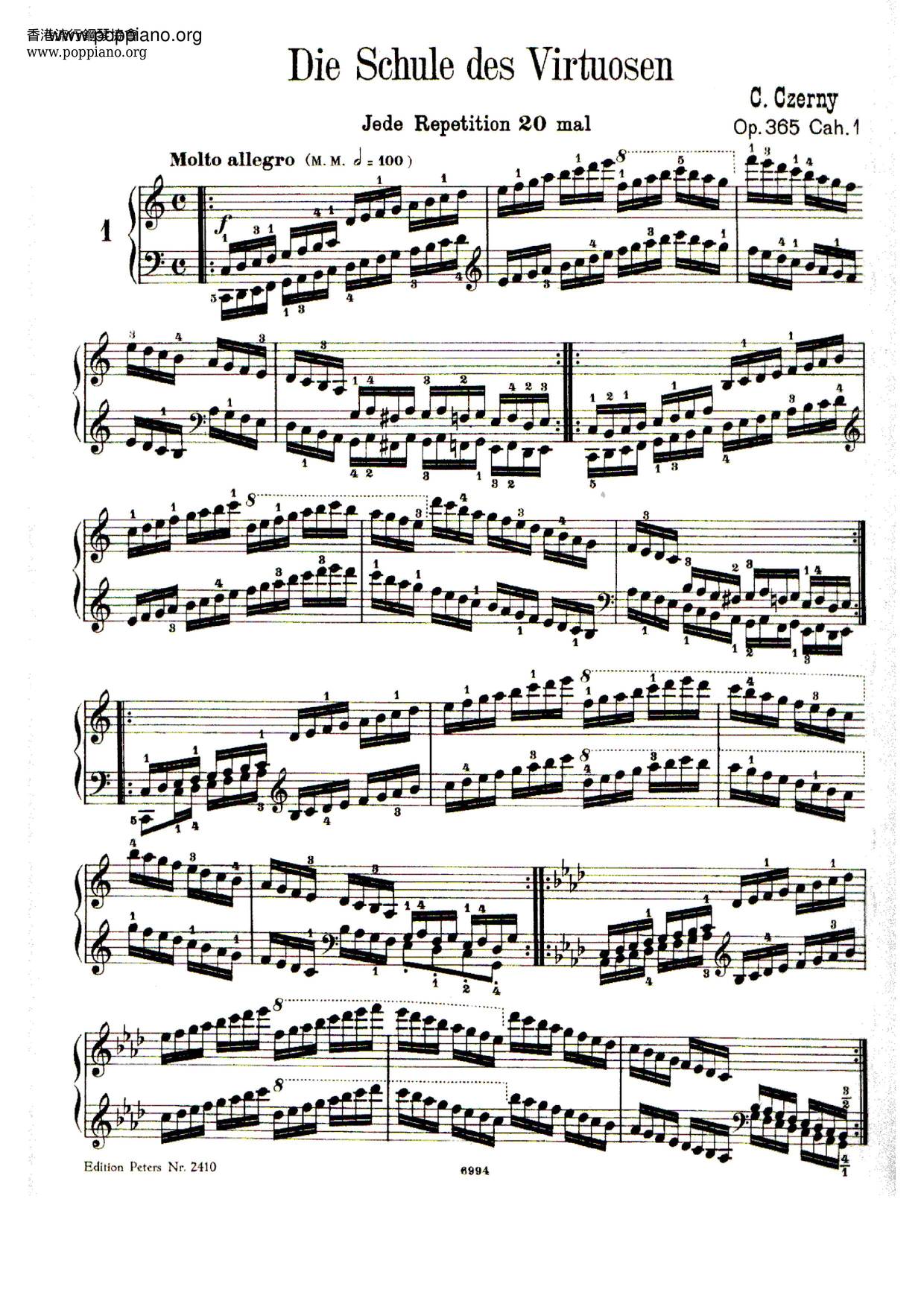 School Of Virtuosos, Op.365 Book 1琴谱