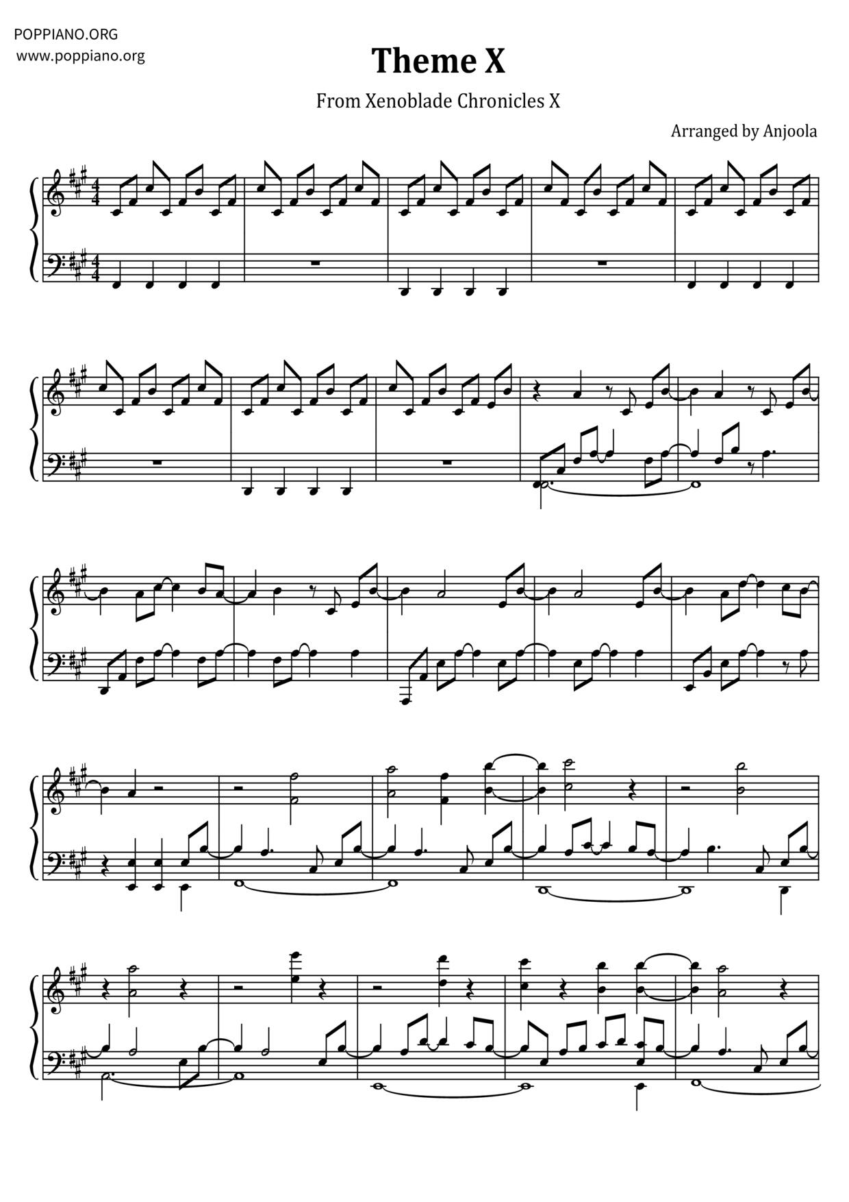 Xenoblade Chronicles X - Theme X琴谱