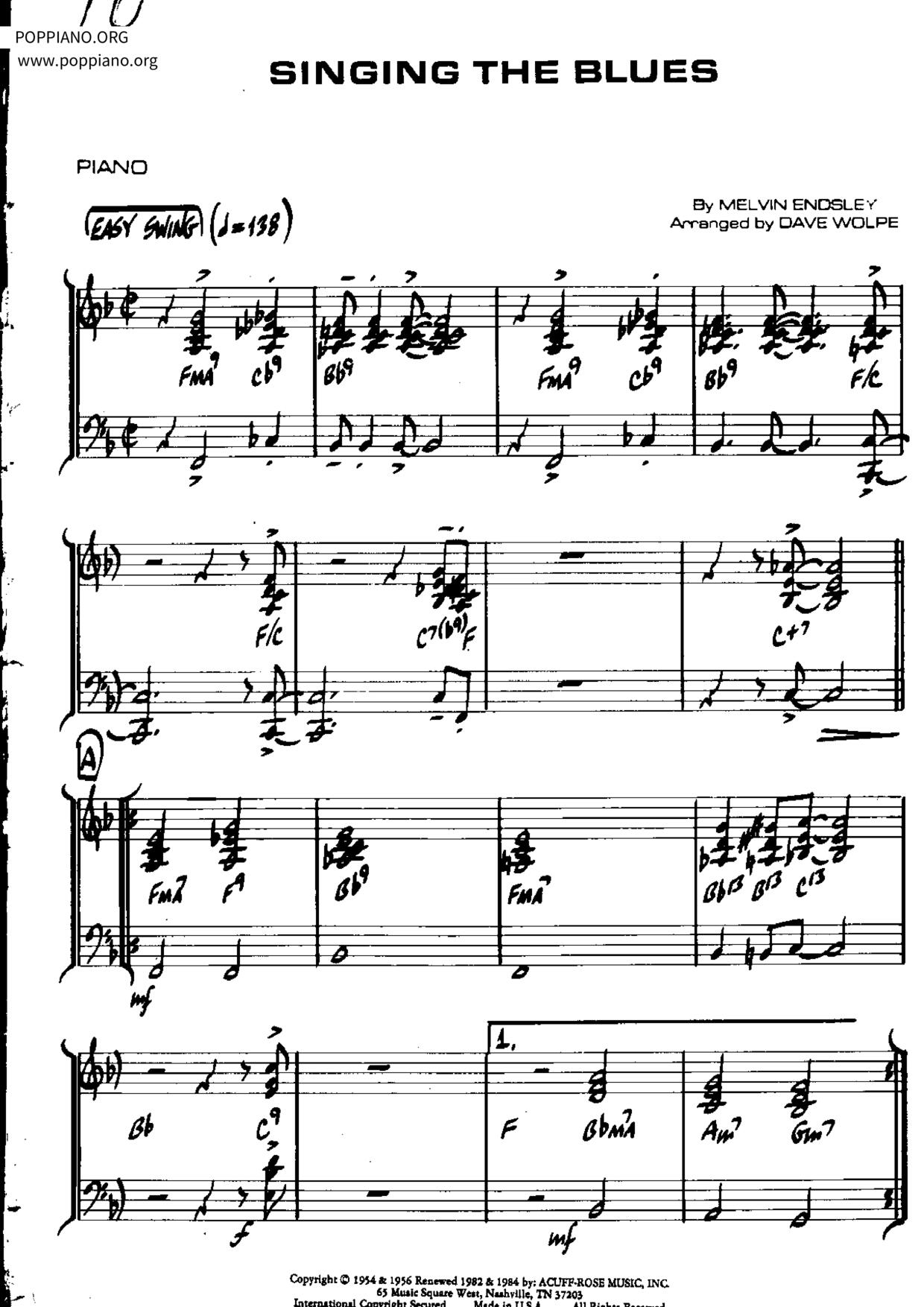 Singing The Blues琴谱