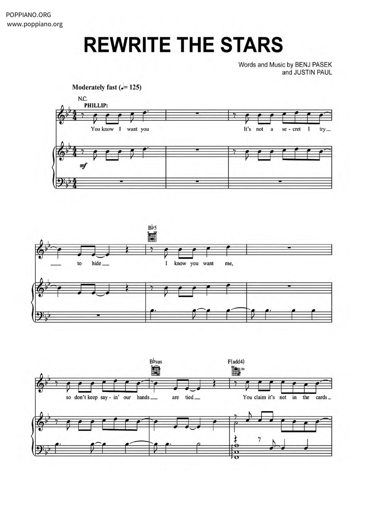 The Greatest Showman - Rewrite The Stars琴谱