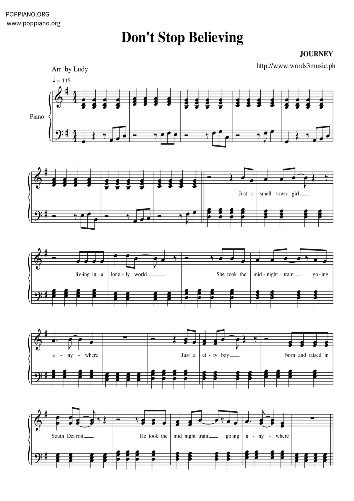 Don't Stop Believin'琴谱