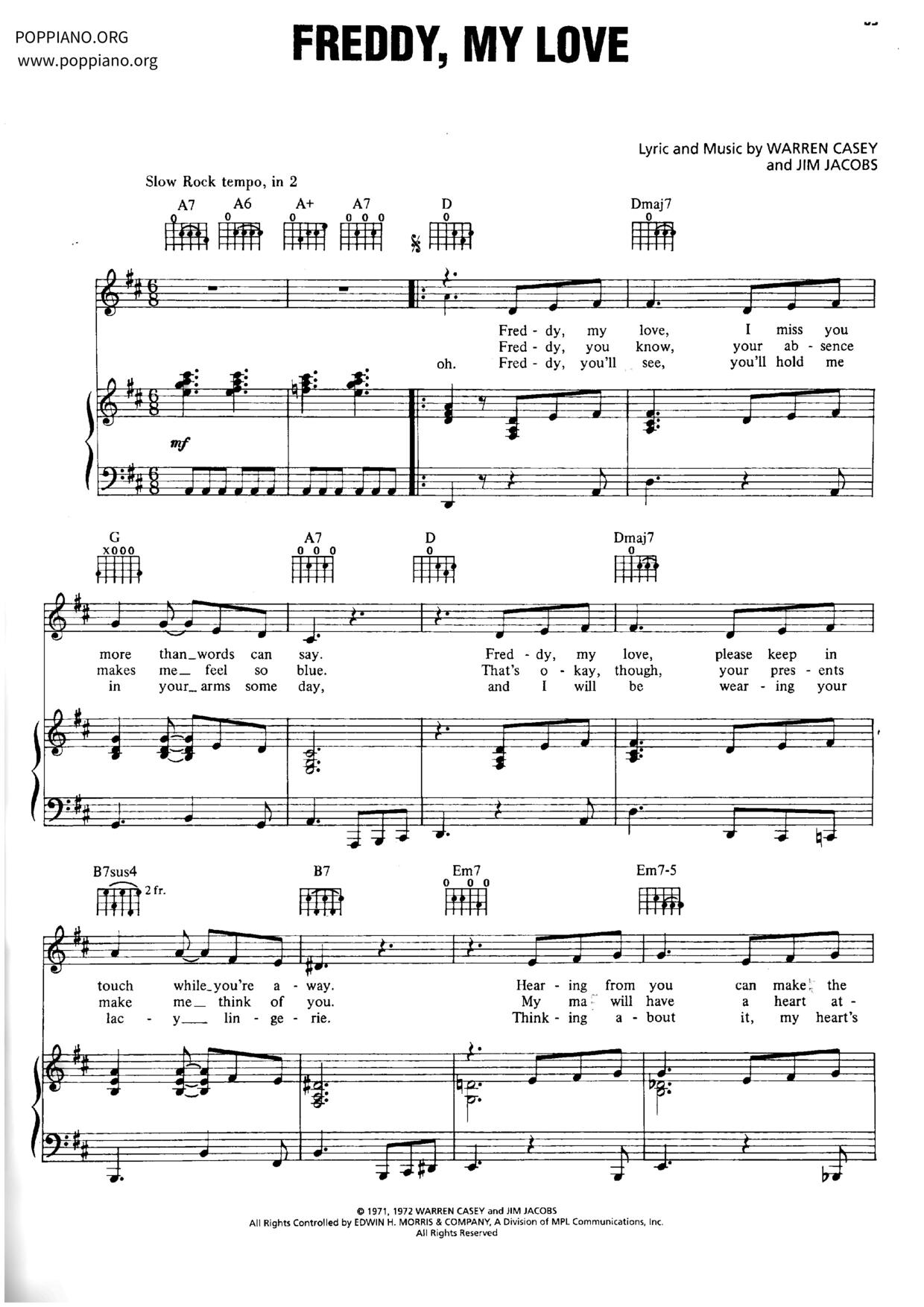 Freddy My Love - From “Grease”琴谱
