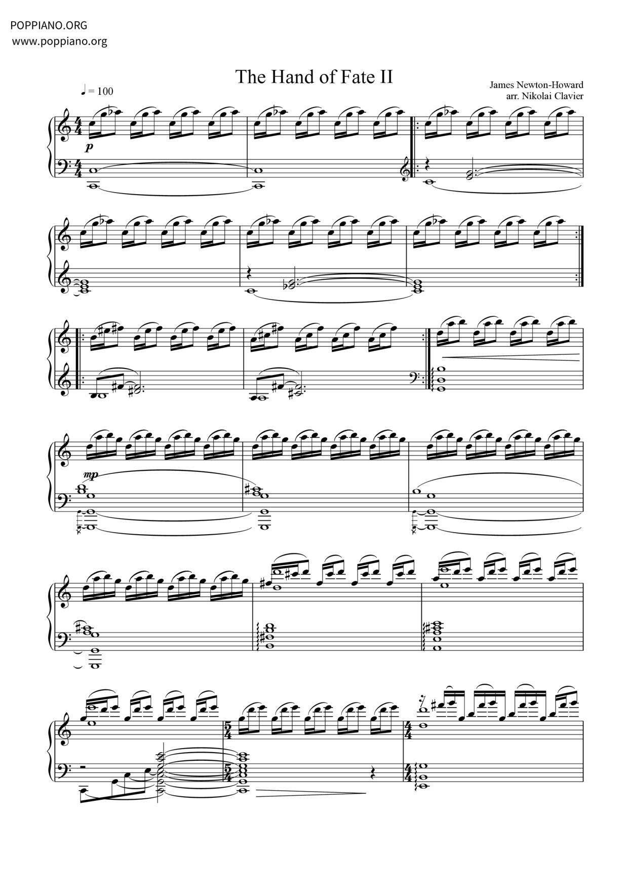 The Hand Of Fate, Pt. ll琴谱