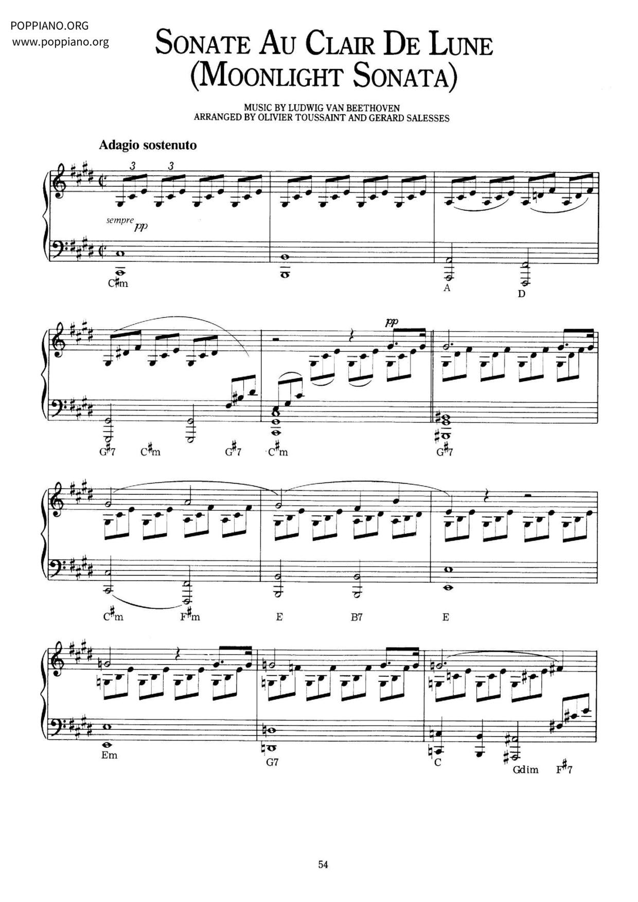 Sonate Au Clair De Lune琴谱