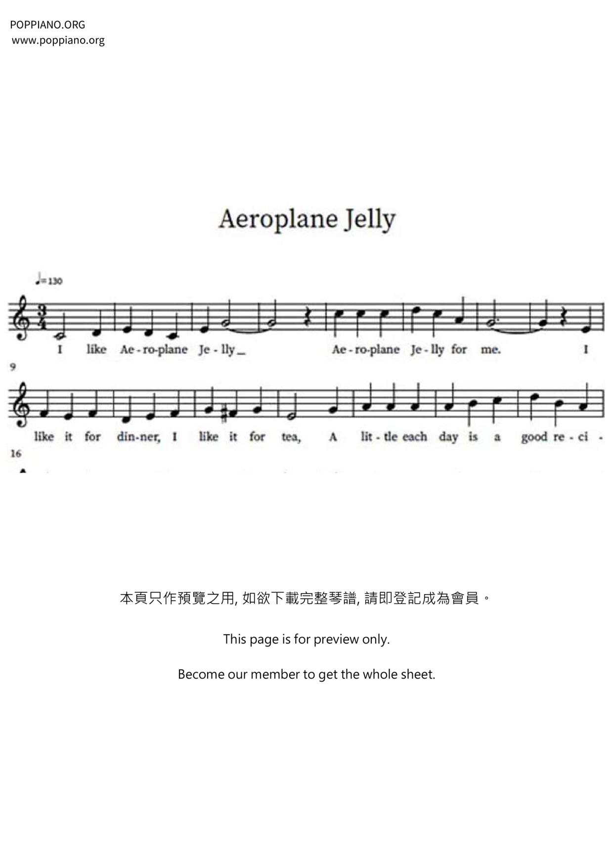 Aeroplane Jelly琴谱