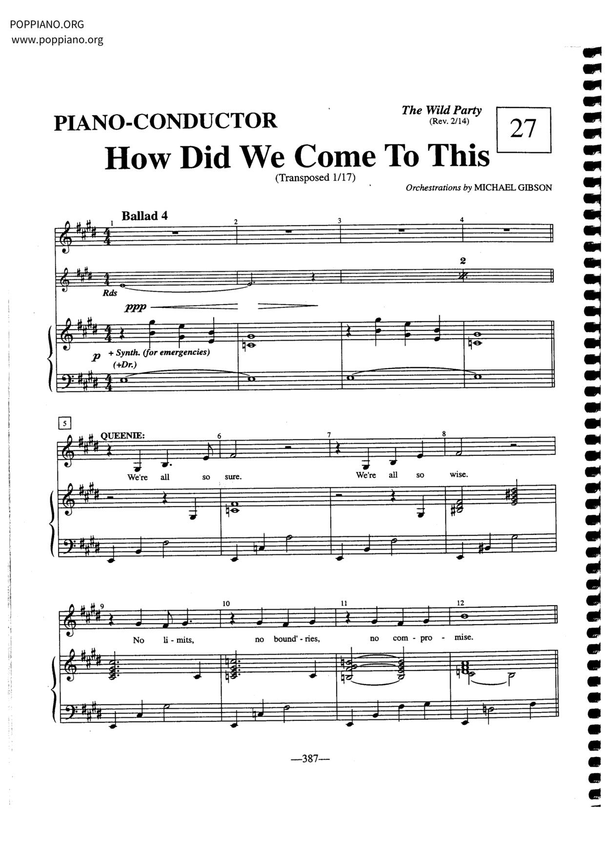 How Did We Come To This? / Queenie Was a Blonde (Reprise)琴谱