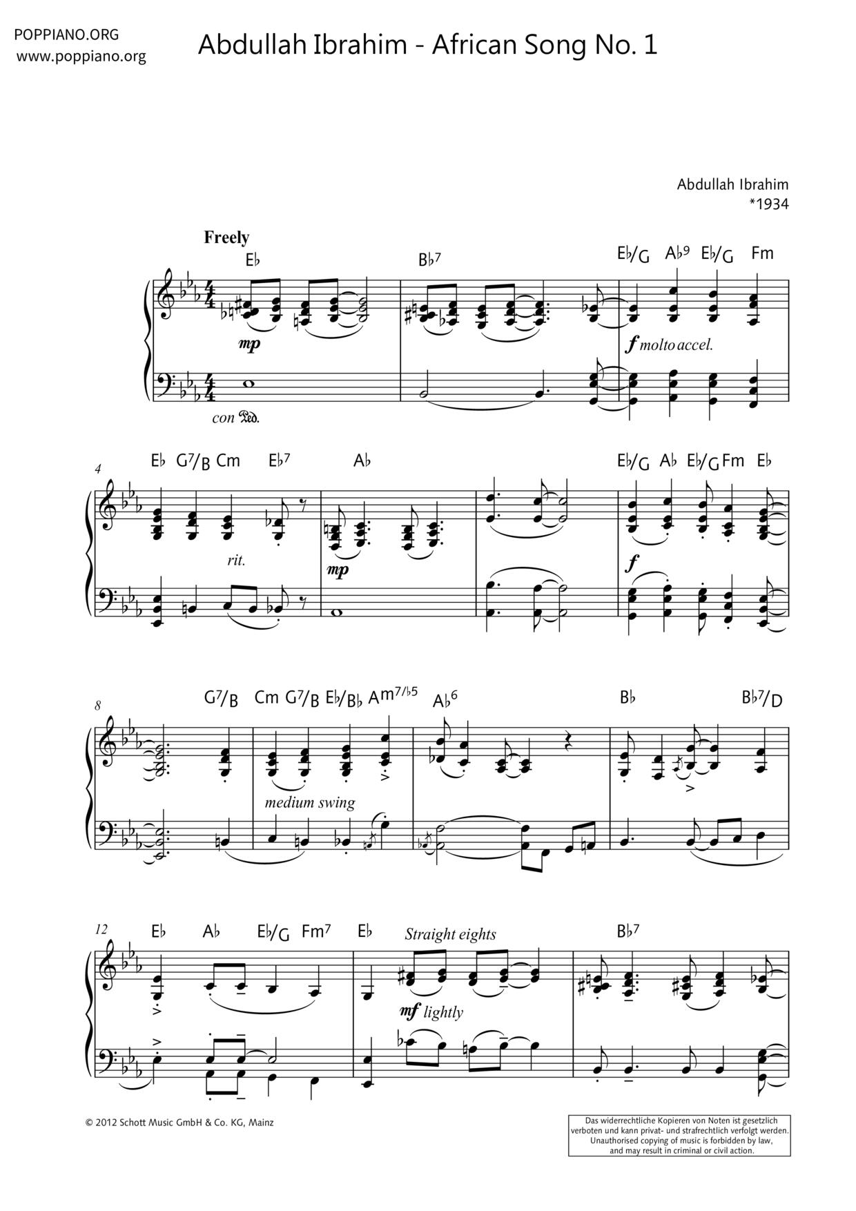 African Song No. 1琴谱