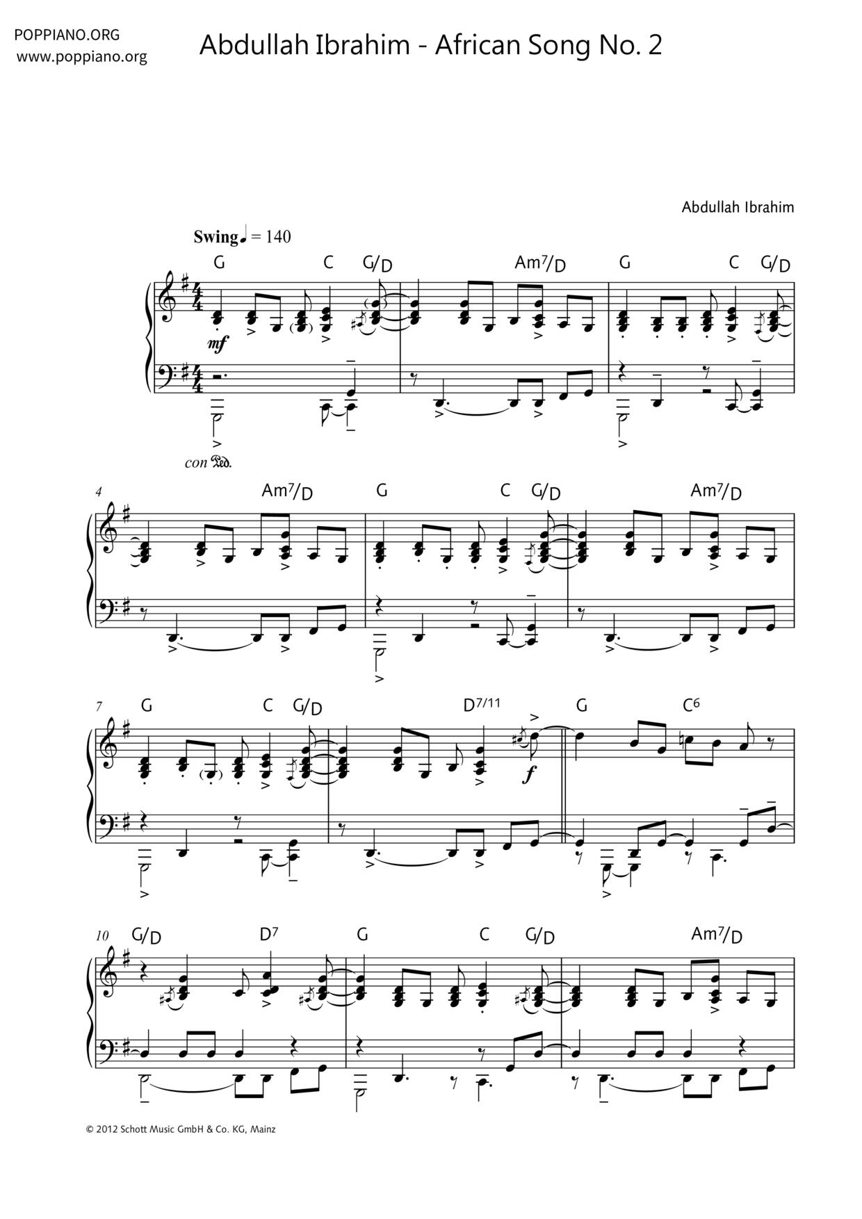 African Song No. 2琴谱