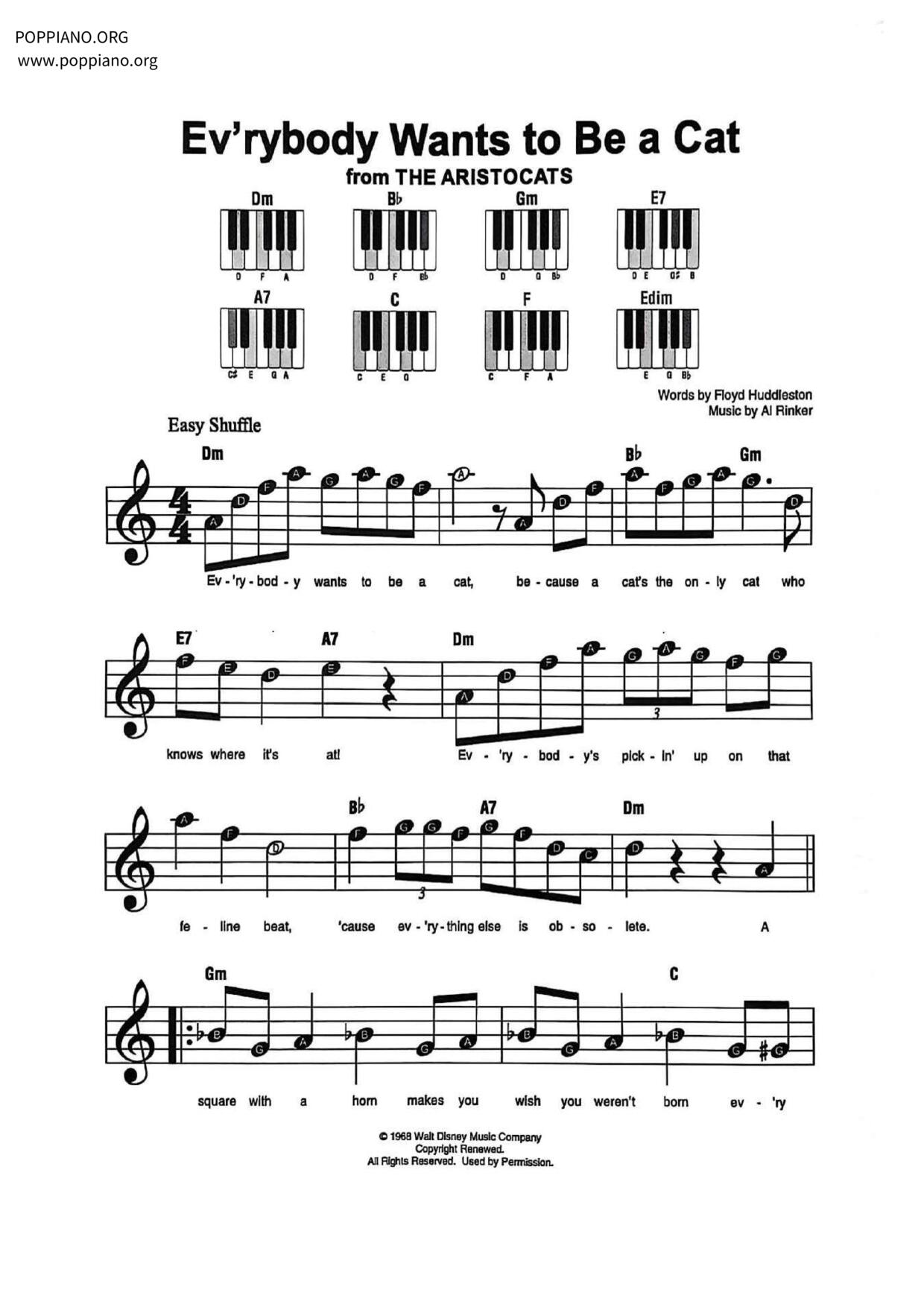 The Aristocats - Everybody Wants To Be A Cat琴谱