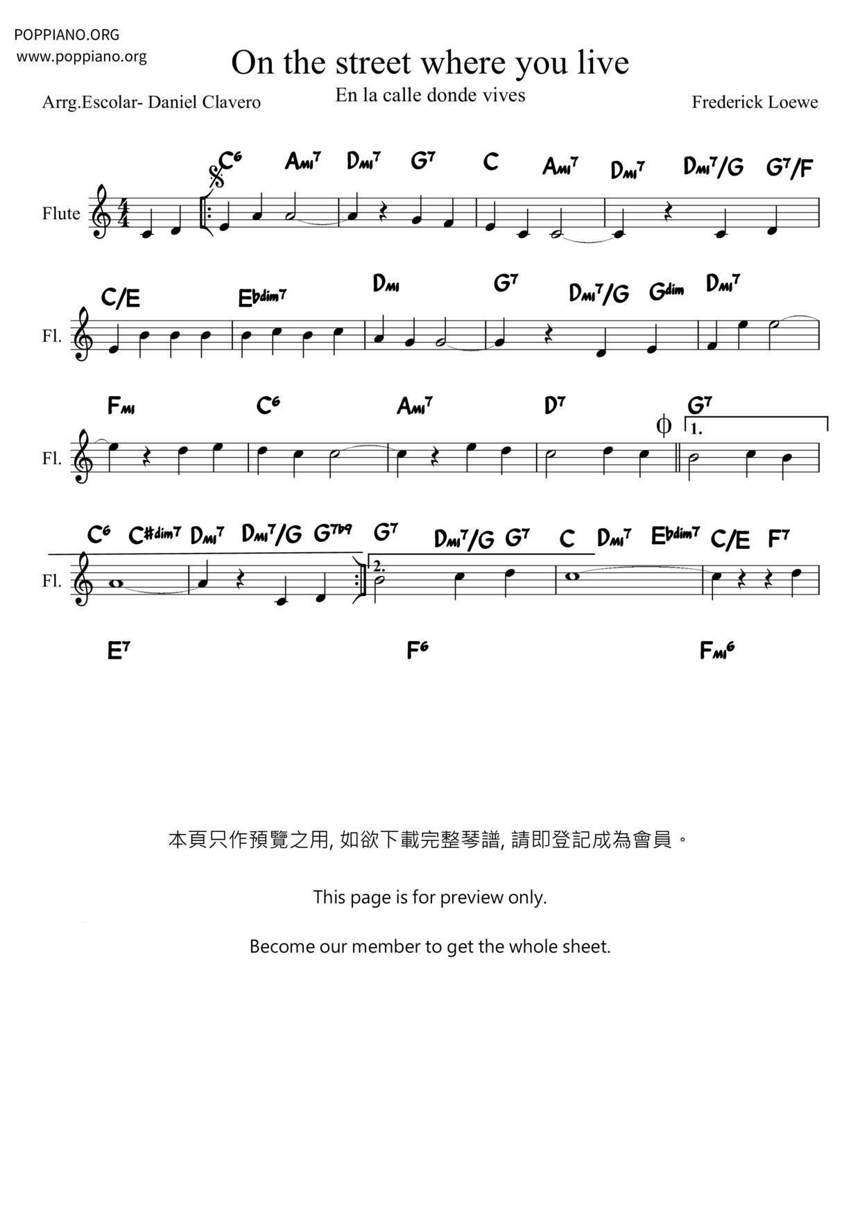 On The Street Where You Live琴谱