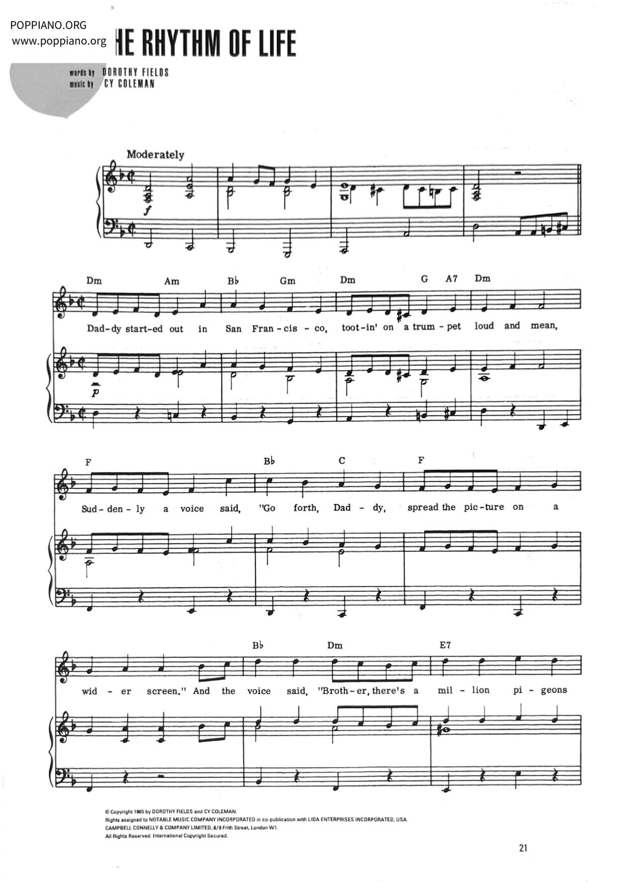 Sweet Charity: The Rhythm Of Life琴谱