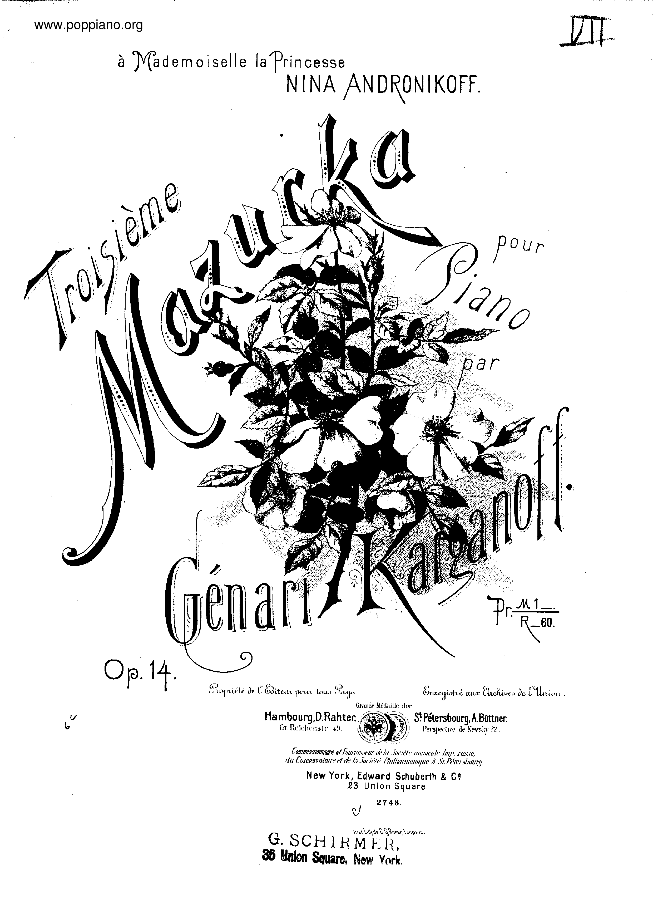 Mazurka No.3, Op.14琴谱