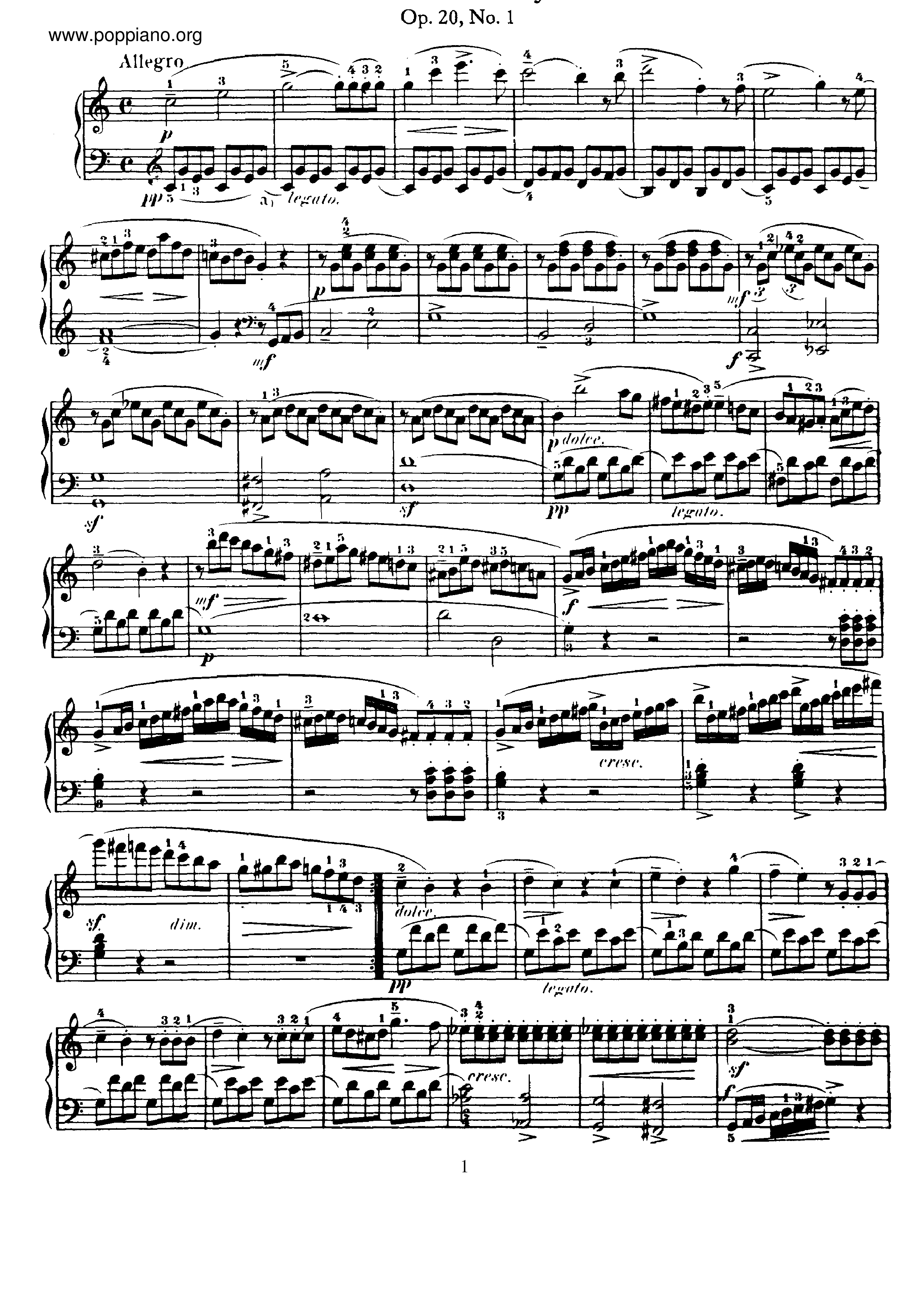 3 Sonatine, Op. 20 No. 1琴谱