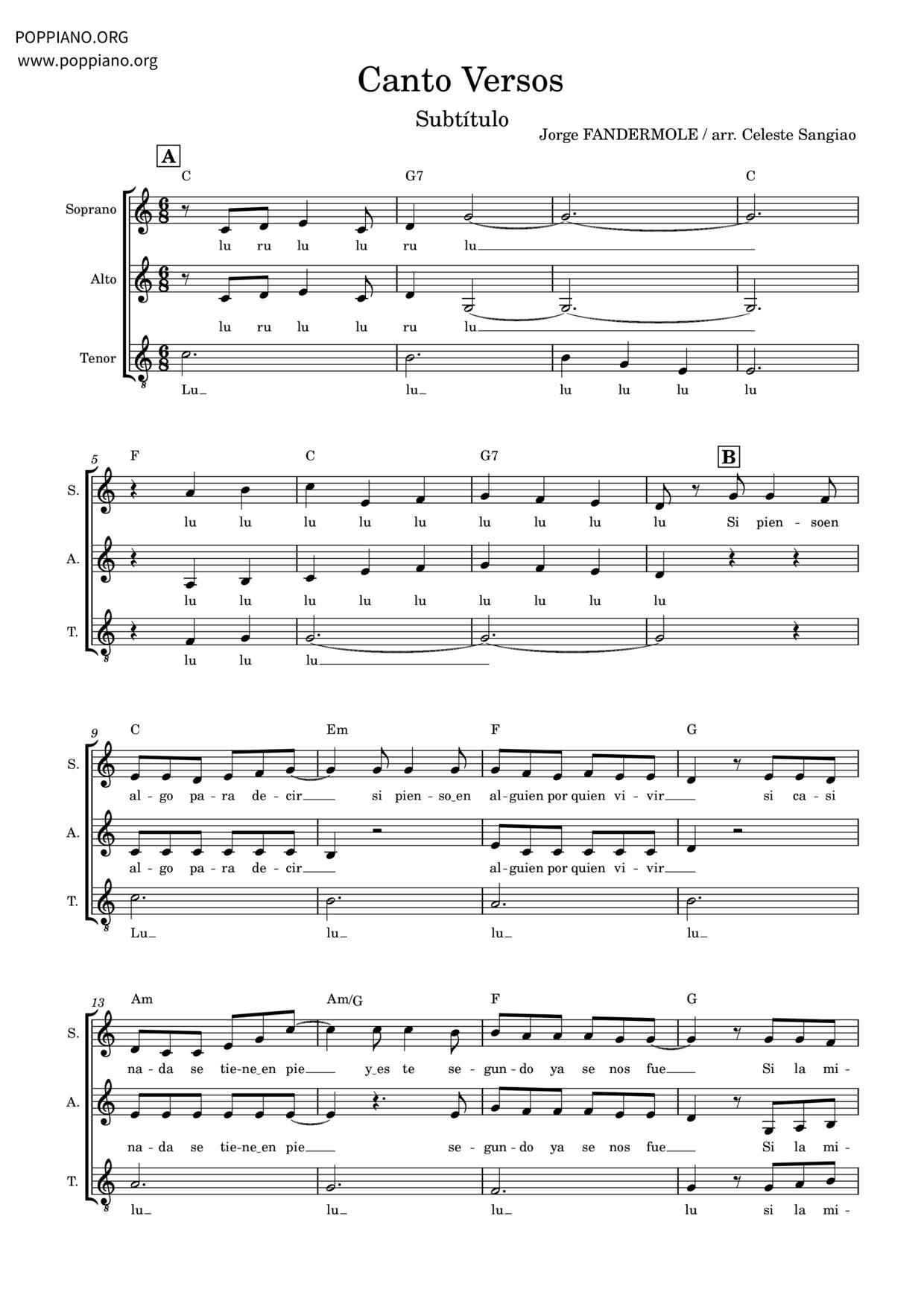 Canto Versos琴谱